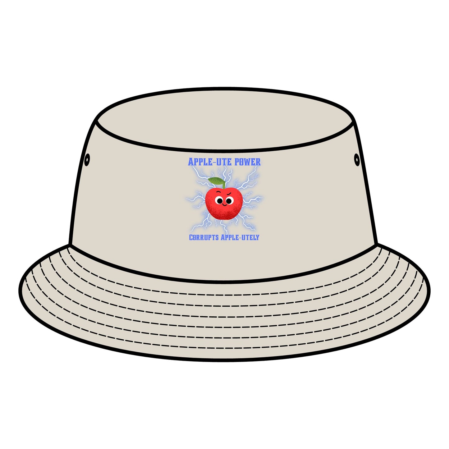Apple Bite Power Bucket Hat | Fun Fruit Pun Summer Accessory | Gift for Fruit Lovers, Trendy Fashion, Casual Outdoor Wear, Festival Hats