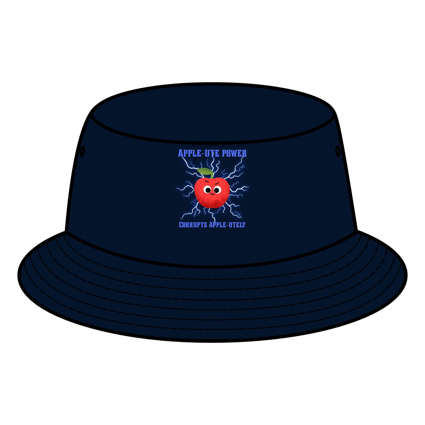 Apple Bite Power Bucket Hat | Fun Fruit Pun Summer Accessory | Gift for Fruit Lovers, Trendy Fashion, Casual Outdoor Wear, Festival Hats