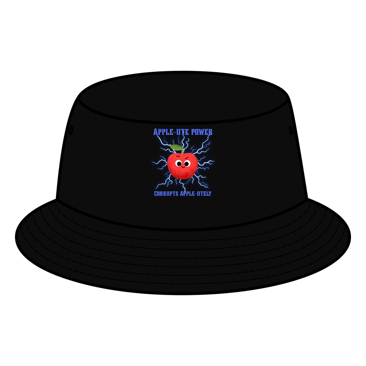 Apple Bite Power Bucket Hat | Fun Fruit Pun Summer Accessory | Gift for Fruit Lovers, Trendy Fashion, Casual Outdoor Wear, Festival Hats