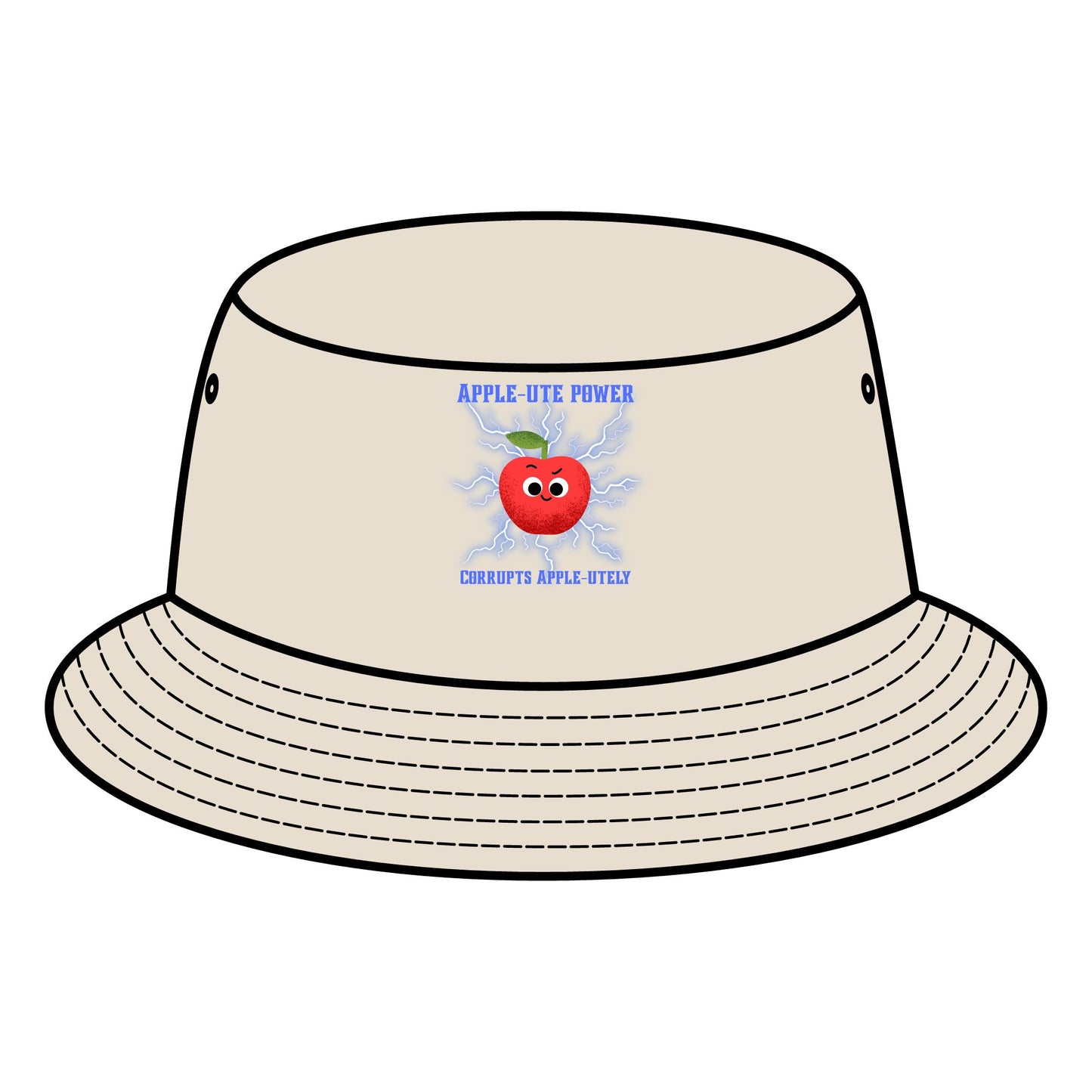 Apple Bite Power Bucket Hat | Fun Fruit Pun Summer Accessory | Gift for Fruit Lovers, Trendy Fashion, Casual Outdoor Wear, Festival Hats