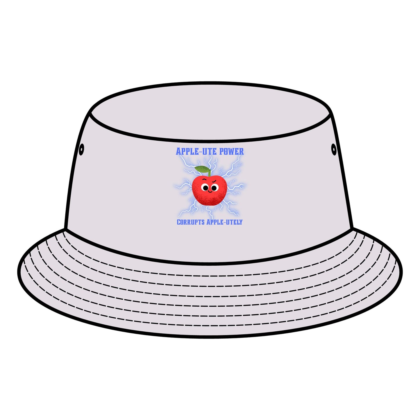 Apple Bite Power Bucket Hat | Fun Fruit Pun Summer Accessory | Gift for Fruit Lovers, Trendy Fashion, Casual Outdoor Wear, Festival Hats
