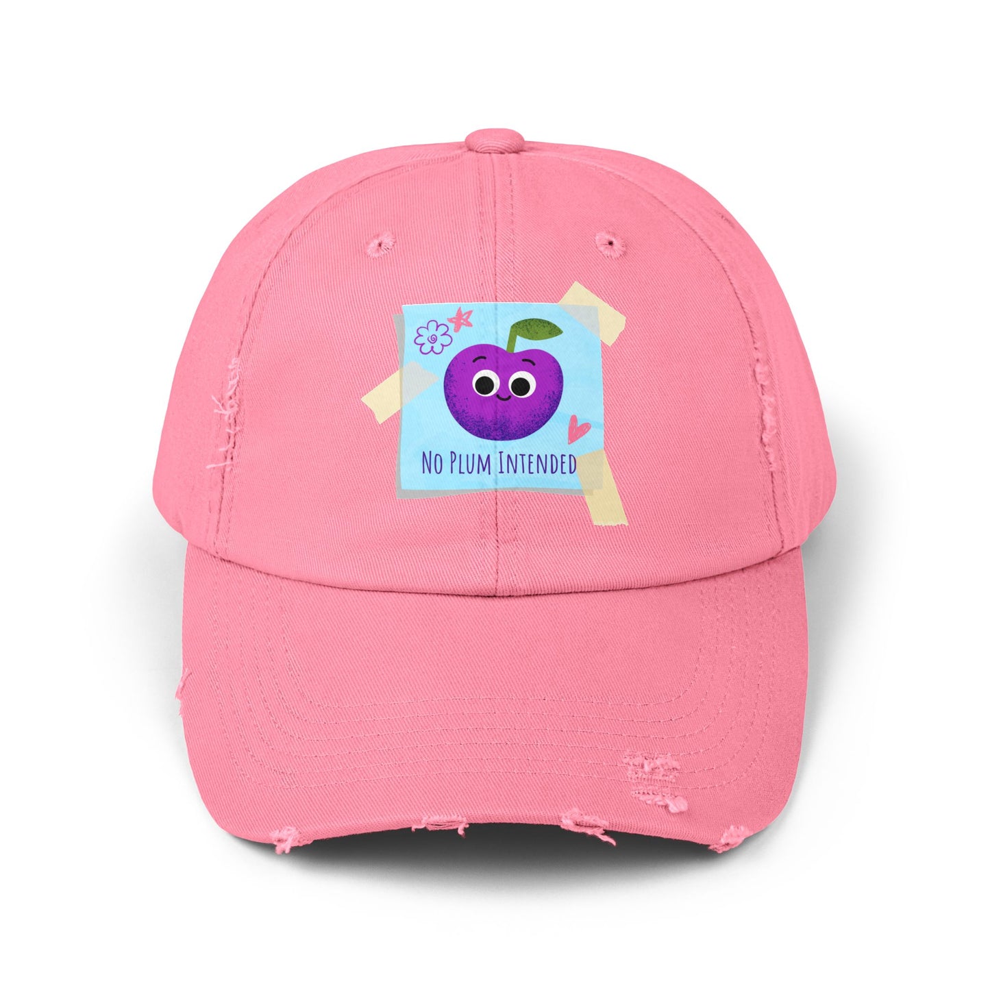 Colorful Distressed Cap with Funny Plum Design | Unisex Hats, Summer Accessory, Gift Idea, Casual Wear, Festival Headwear