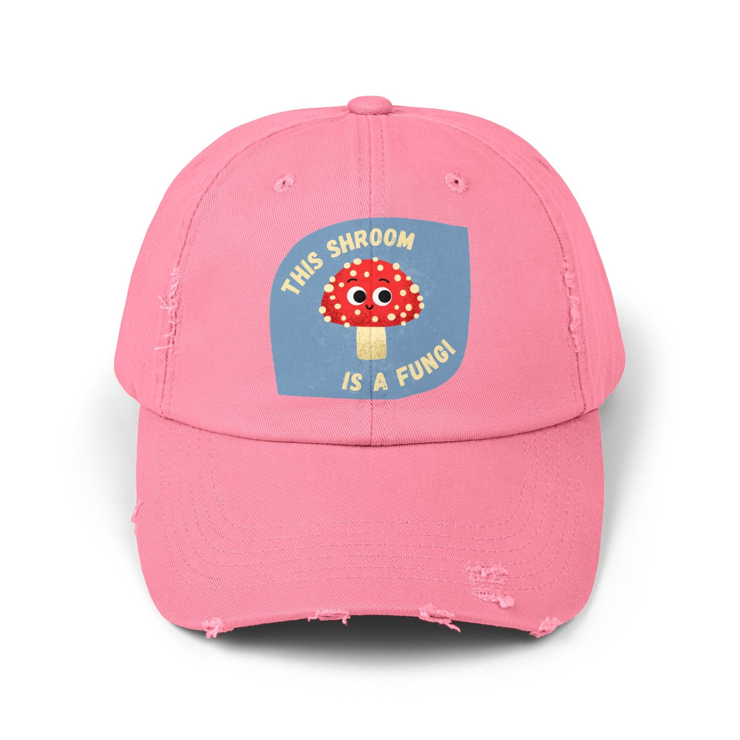 Whimsical Unisex Distressed Cap, Fun Hats for Fungi Lovers, Playful Accessories, Gift for Nature Enthusiasts, Trendy Casual Wear