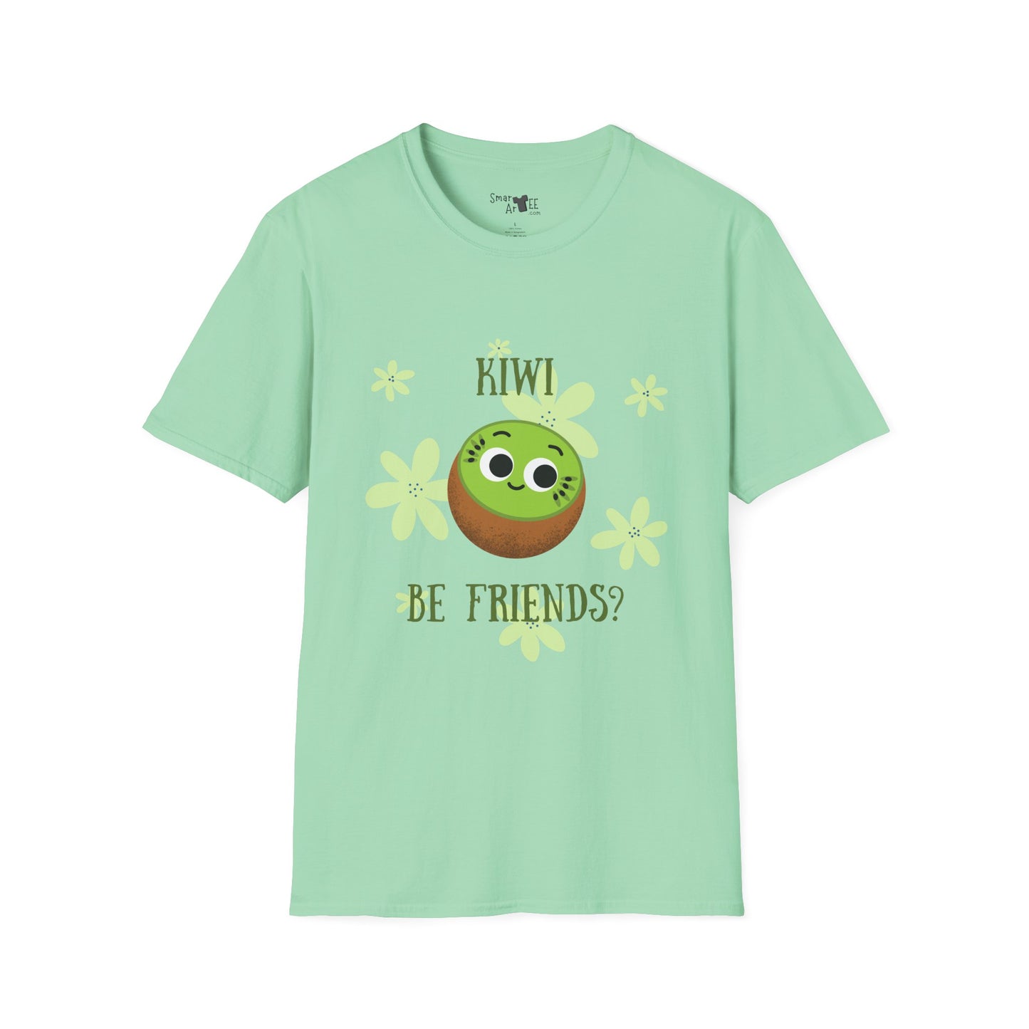 Cute Kiwi Graphic T-Shirt - "Kiwi Be Friends?" Unisex Soft Style Tee, Funny Pun T-Shirt
