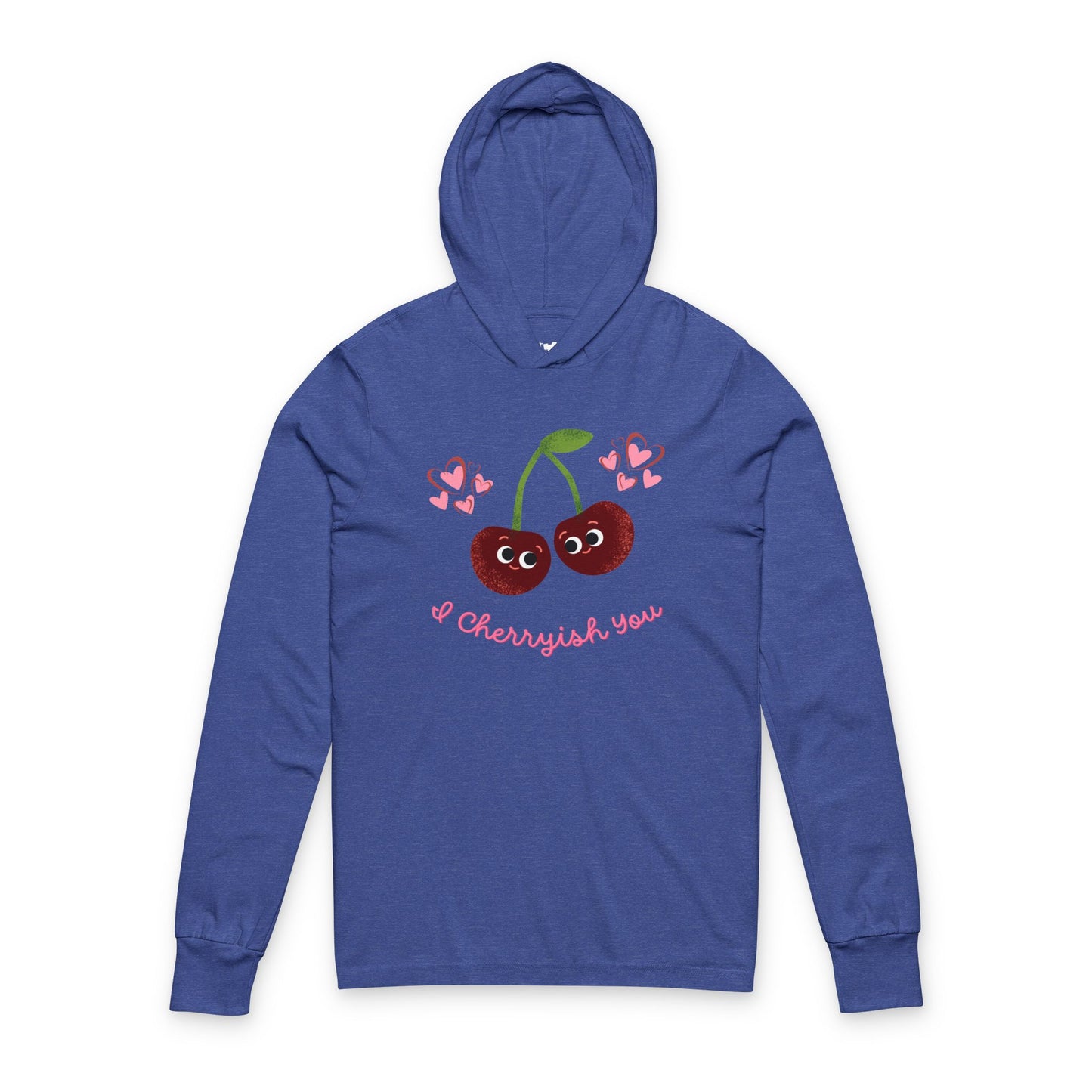 Cherry Love Unisex Hooded Long Sleeve Shirt, Cute Valentine's Gift, Kawaii Fashion Pullover, Casual Wear, Spring Wardrobe Essential