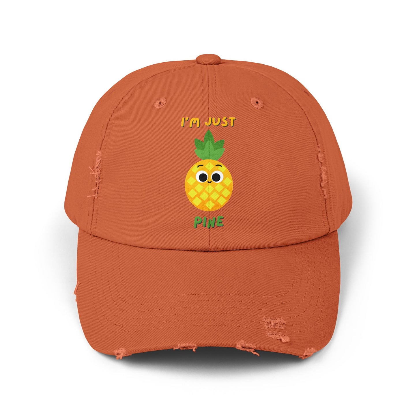 Cute Pineapple Distressed Cap, Fun Summer Pun Hats, Unisex Cap, Casual Beachwear, Perfect Gift for Fruit Lovers, Everyday Accessories