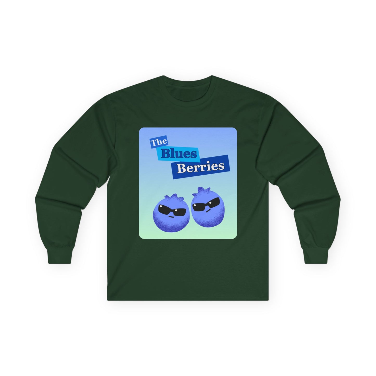 Cool Blueberry Graphic Long Sleeve Tees, Blues Brothers Pun Tee, Casual Wear, Gift for Fruit Lovers, Summer Style