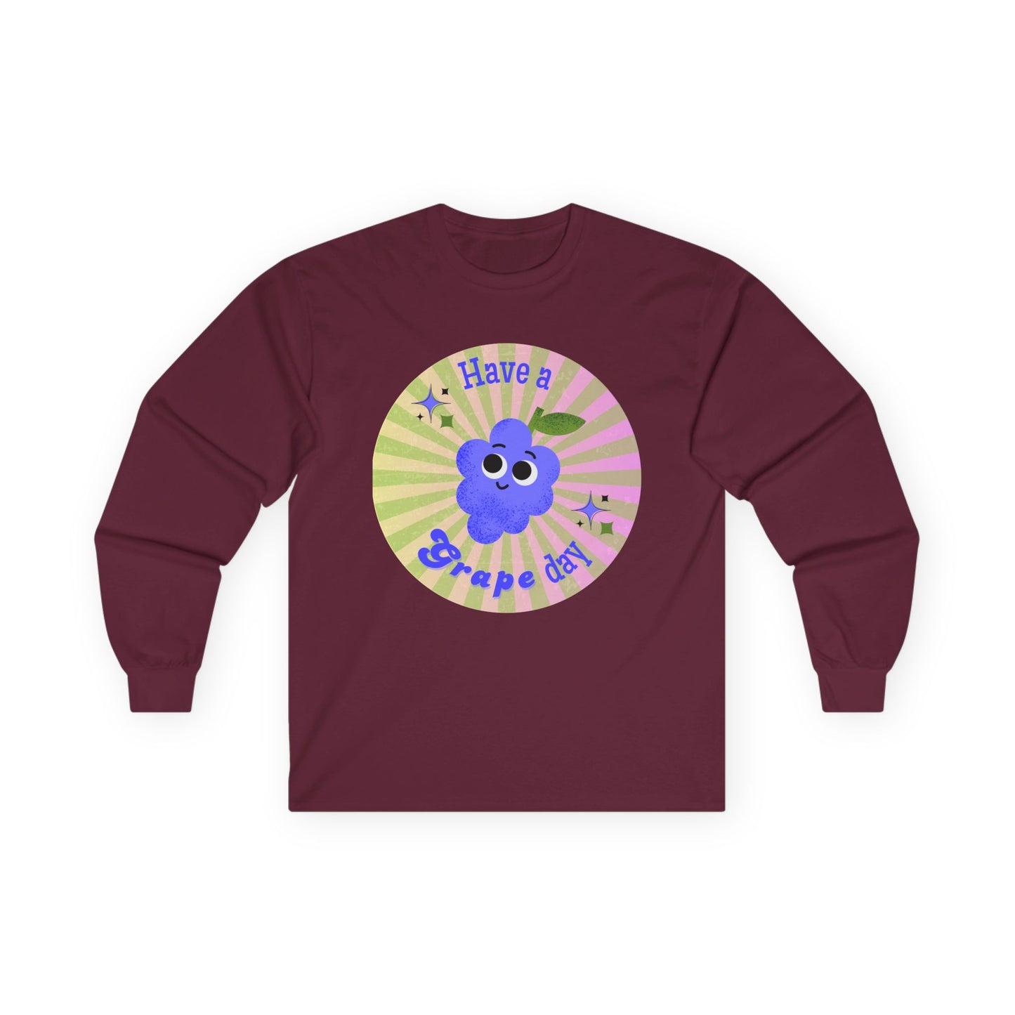 Grape-Themed Long Sleeve Tees for Fun Celebrations, Unisex Cotton Tee, Gift for Fruit Lovers, Perfect for Parties, Casual Wear