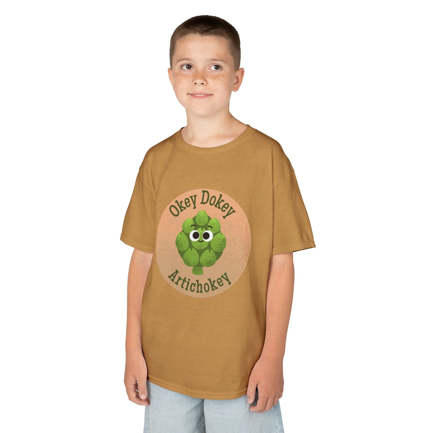 Kids Funny Graphic Tee with 'Okey Dokey Artichokey' Design, Cute Kids Shirt, Playful Apparel, Gift for Children, Summer Wear