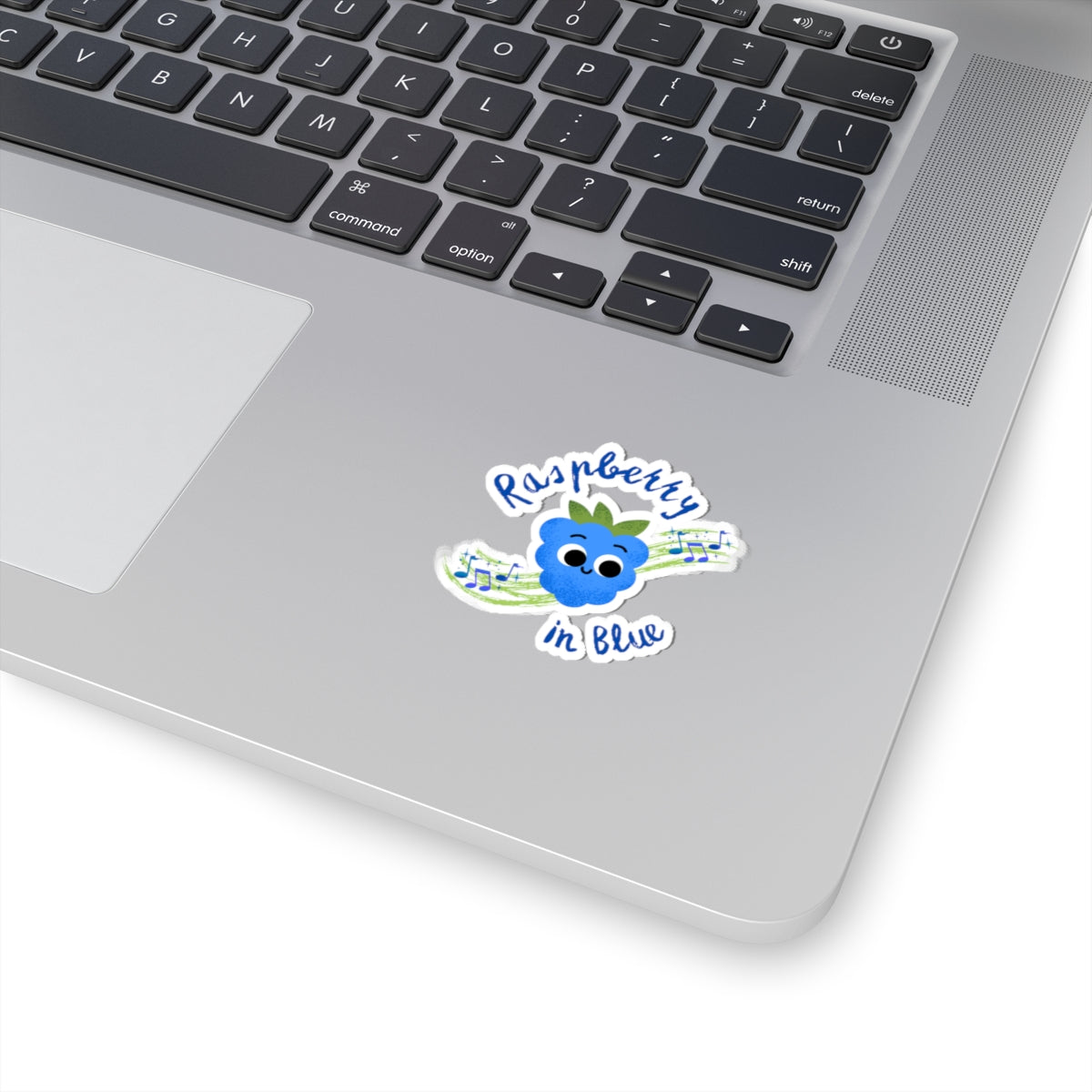 Cute Raspberry in Blue Kiss-Cut Stickers for Journals, Laptops, Water Bottles, Scrapbooking, Gifts