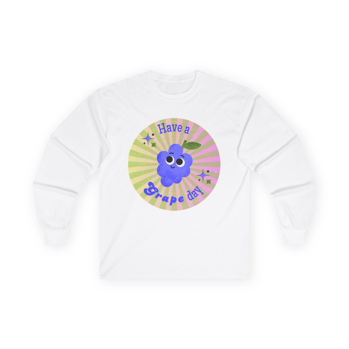 Grape-Themed Long Sleeve Tees for Fun Celebrations, Unisex Cotton Tee, Gift for Fruit Lovers, Perfect for Parties, Casual Wear