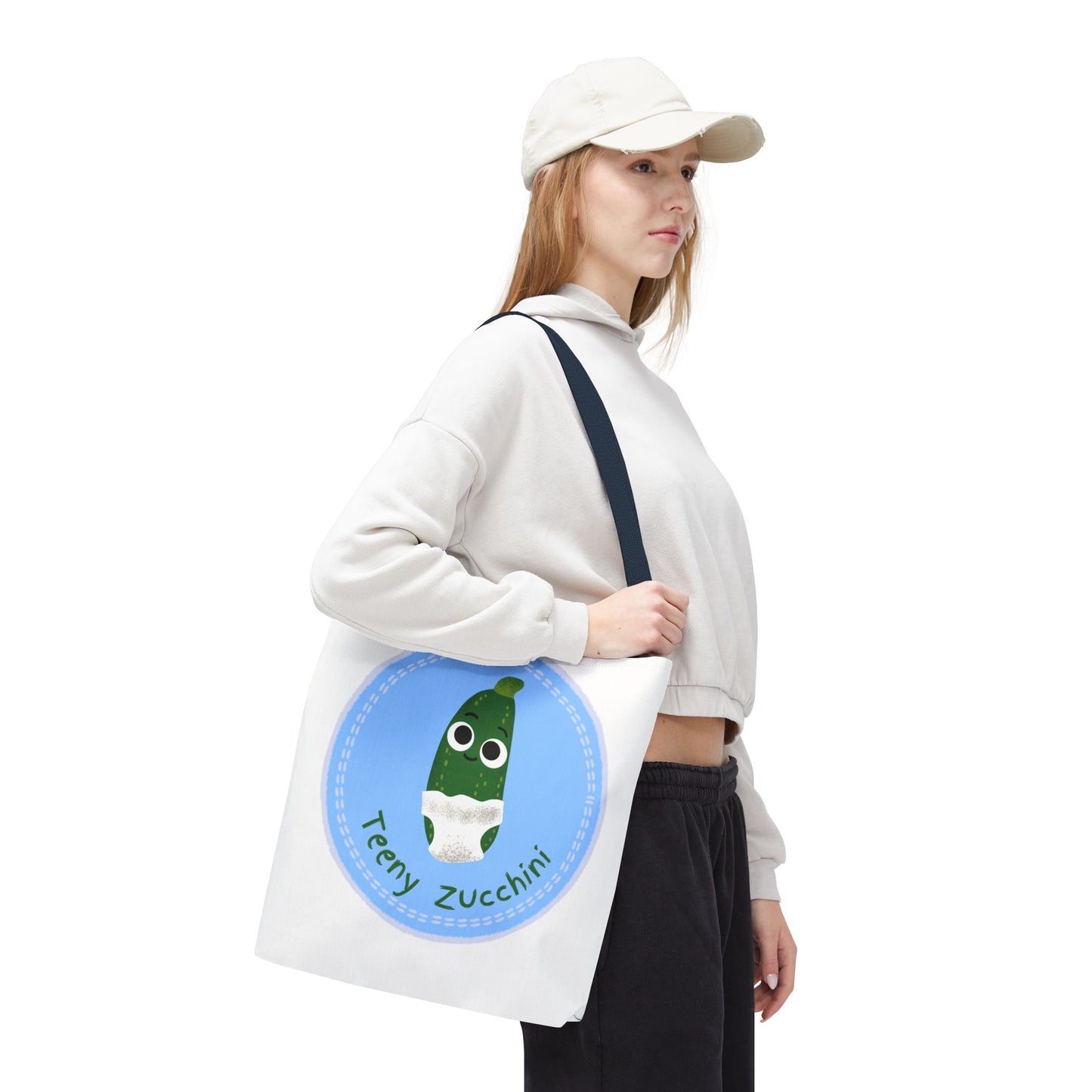 Cute Teeny Zucchini Tote Bag, Eco-Friendly Shopping Bag, Reusable Grocery Tote, Fun Gift for Veggie Lovers, Everyday Carryall
