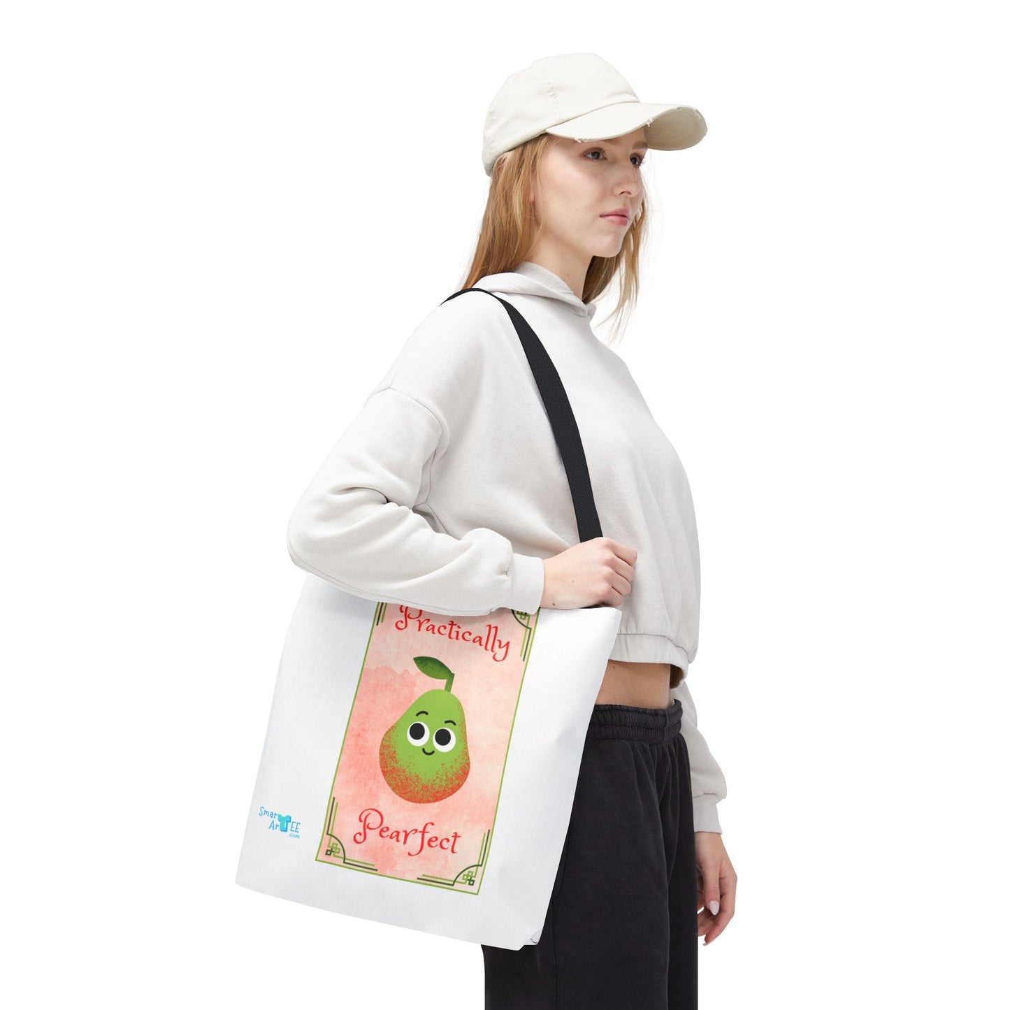 Whimsical Tote Bag - Practically Pearfeet, Cute Shopping Tote, Eco-Friendly Reusable Bag, Perfect Gift for Fruit Lovers, Summer Essential
