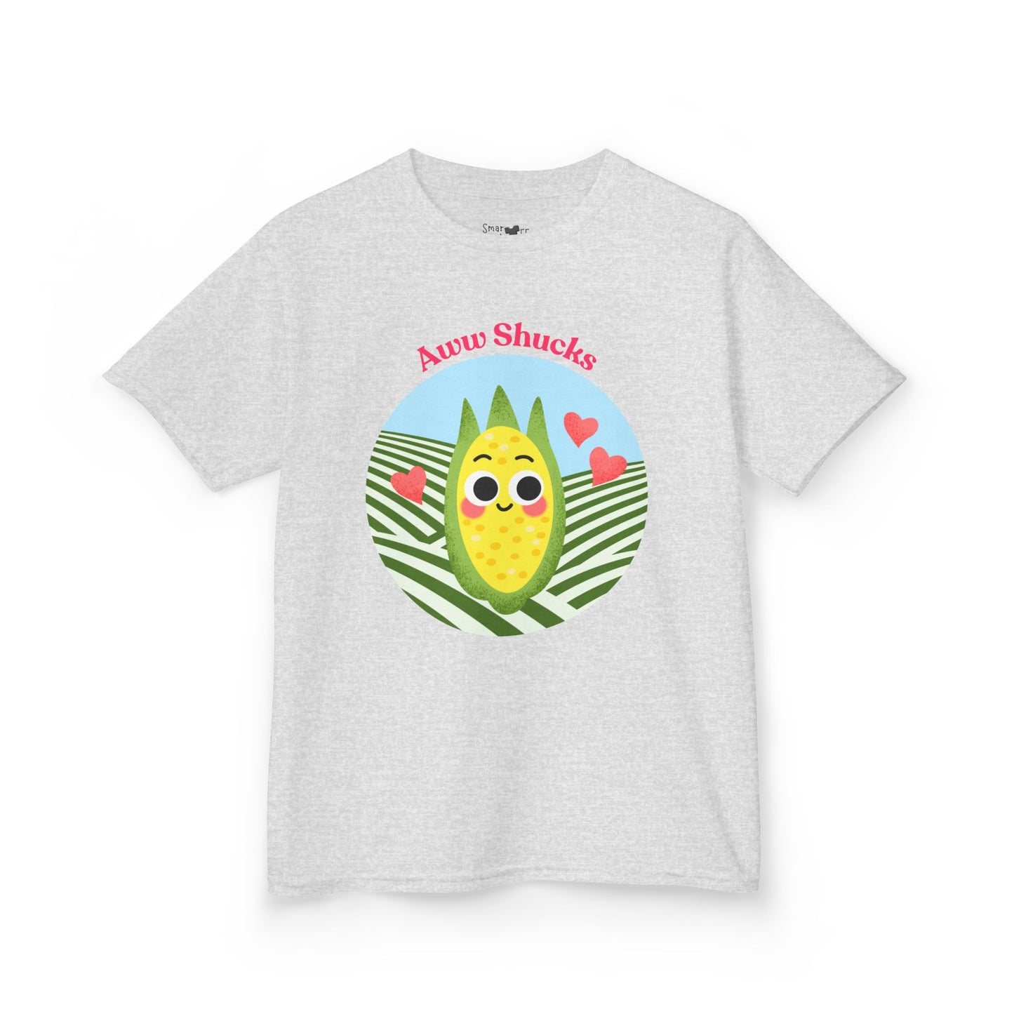 Cute Kids Tee with Aww Shucks Corn Design, Fun Summer Shirt for Children, Ideal for Birthdays, Playdates, and Family Outings, Youth Apparel
