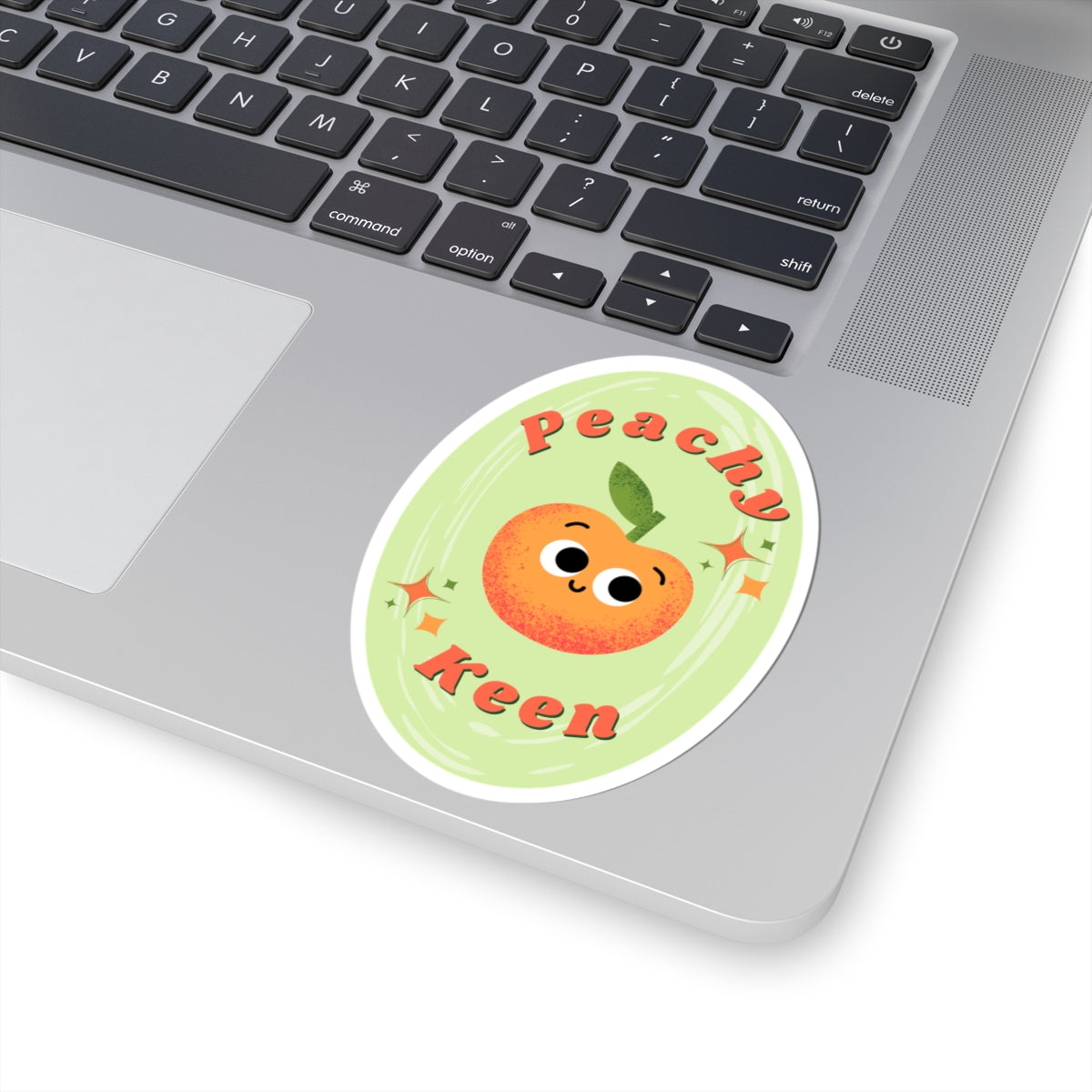 Peachy Keen Kiss-Cut Stickers | Fun Fruit Decor, Cute MacBook Sticker, Peach Aesthetic, Gift for Friends, Planner Decoration