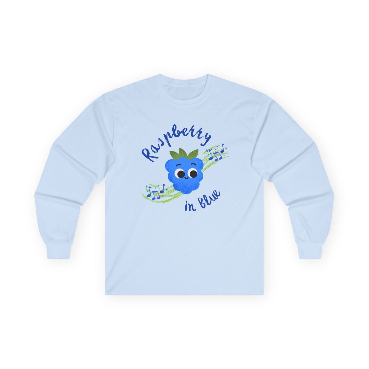Raspberry Vibes Long Sleeve Tees | Cute Fruit Shirt, Gift for Friends, Summer Style, Raspberry in Blue Design, Eco-Friendly Fashion