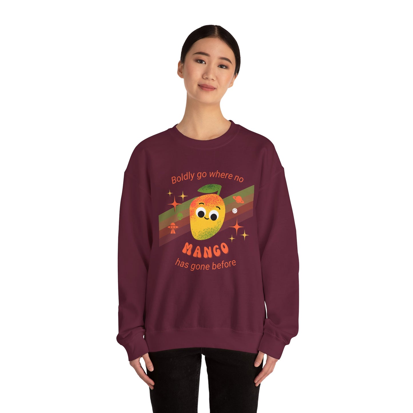 Mango Adventure Crewneck Sweatshirt, Cute Mango Sweatshirt, Fun Fruit Pun Apparel, Perfect Gift for Friends