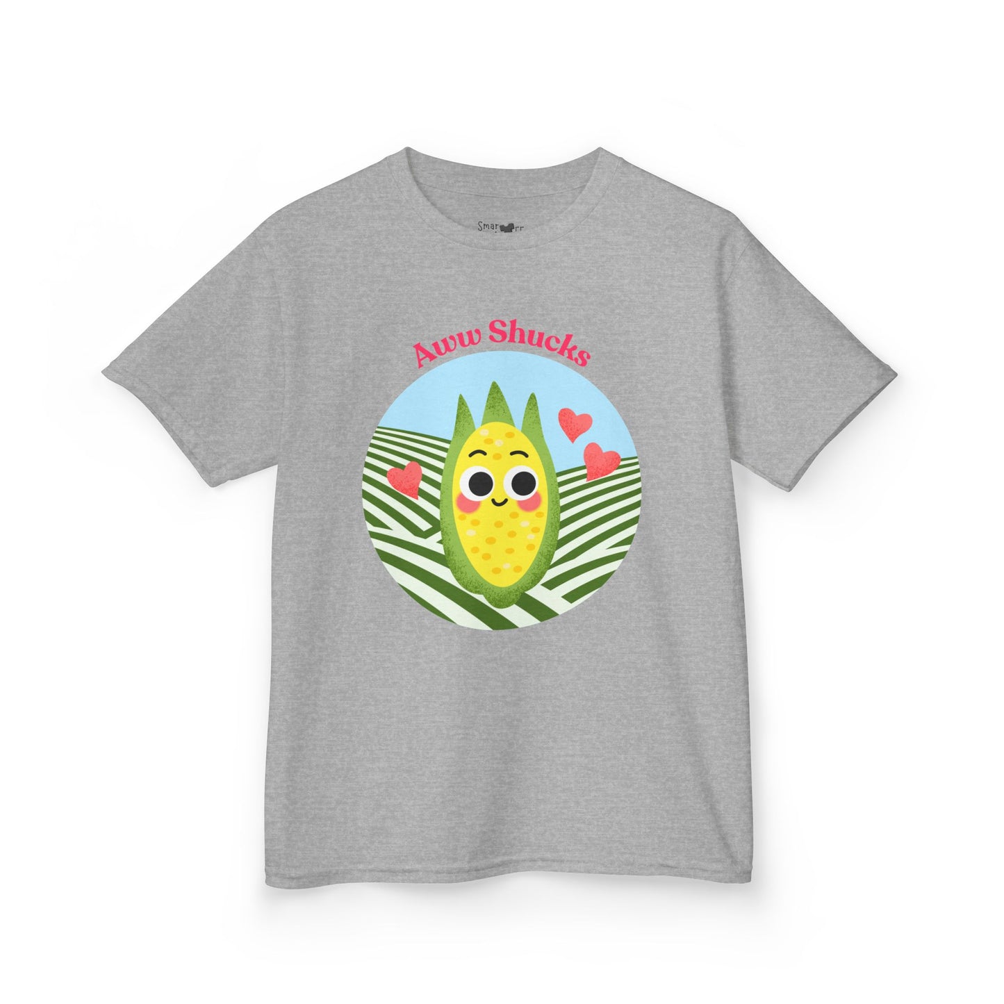 Cute Kids Tee with Aww Shucks Corn Design, Fun Summer Shirt for Children, Ideal for Birthdays, Playdates, and Family Outings, Youth Apparel