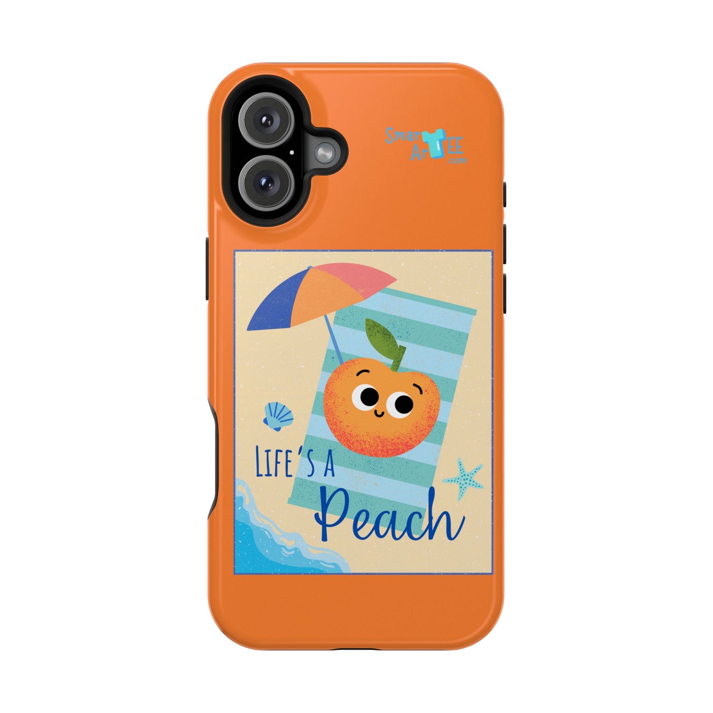 Cute Life's a Peach Phone Case, Impact-Resistant Cell Phone Cover, Summer Accessory, Gift for Fruit Lovers, Beach Vibes