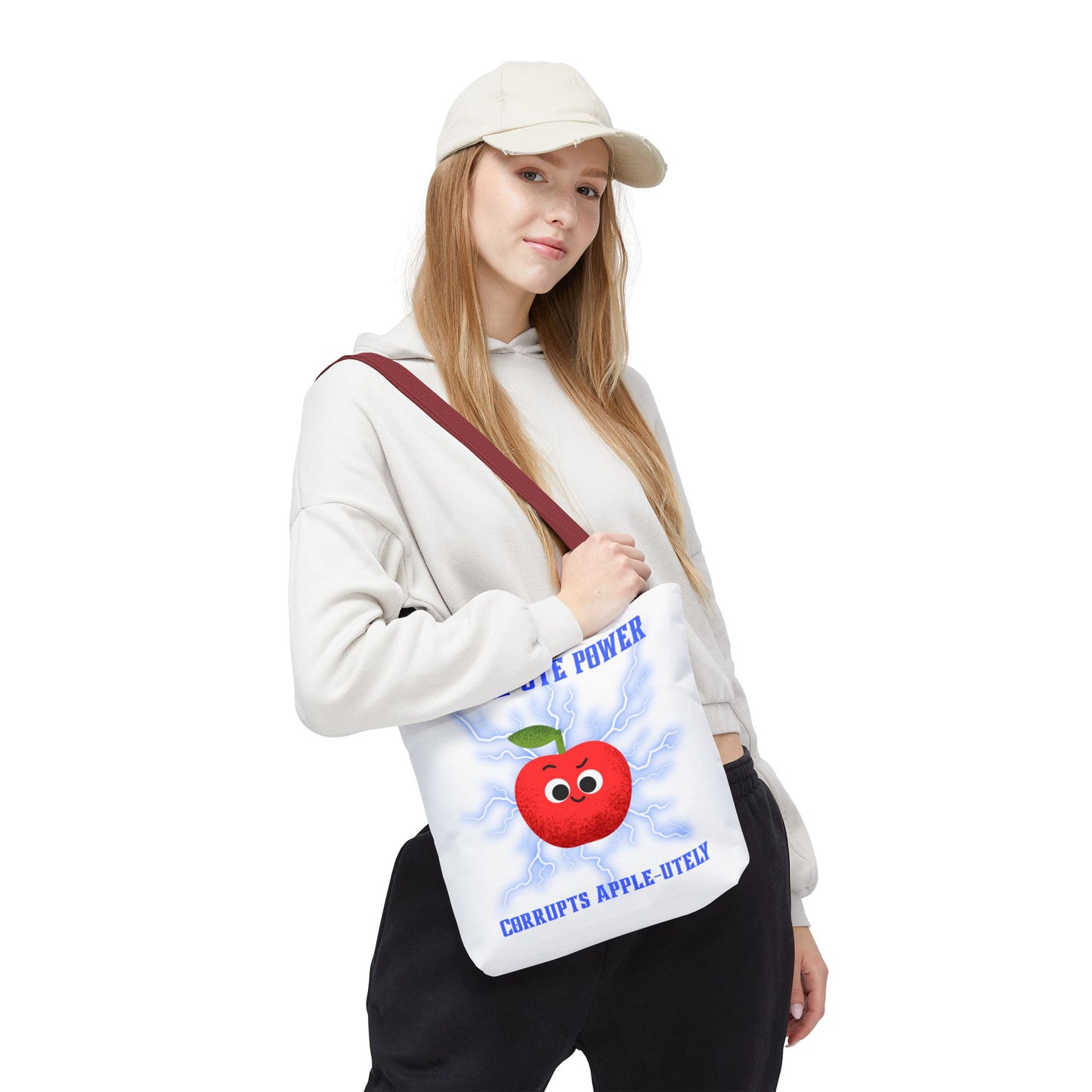 Apple-Powered Funny Tote Bag, Cute Grocery Bag, Gift for Teachers, Eco-Friendly Shopping Bag, Reusable Fun Bag