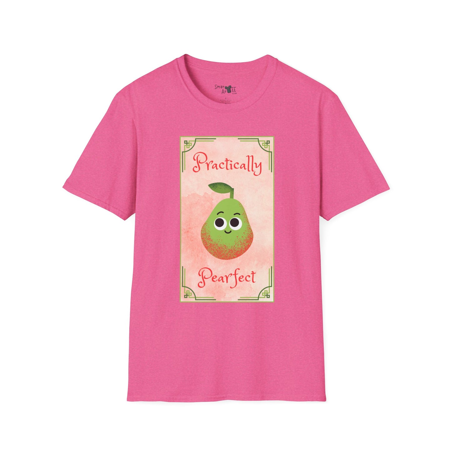 Practically Pearfect Unisex Softstyle T-Shirt - Cute Fruit Graphic Tee for Fun Occasions, Funny Fruit Pun, Great Gift Idea