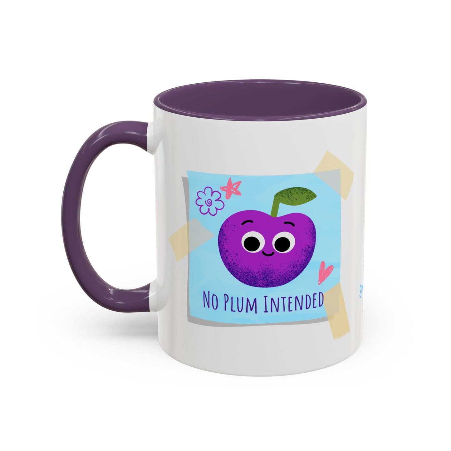 Playful Plum Coffee Mug, Cute Gift for Teachers, Friends, Humor Mug, Fun Kitchen Decor, Unique Cup for Any Occasion