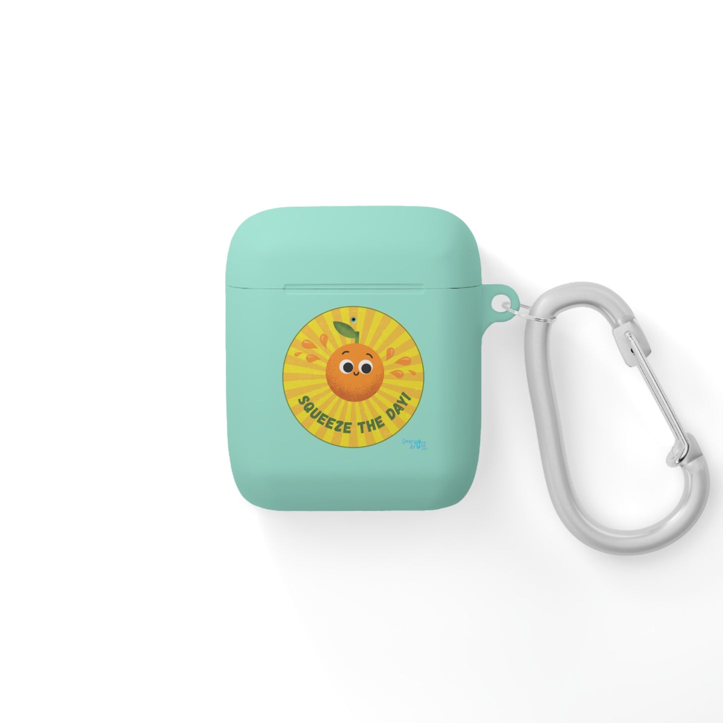 Cheerful AirPods Case, Squeeze the Day Design, Cute Orange Cover, AirPods Protector, Fun Gift for Music Lovers