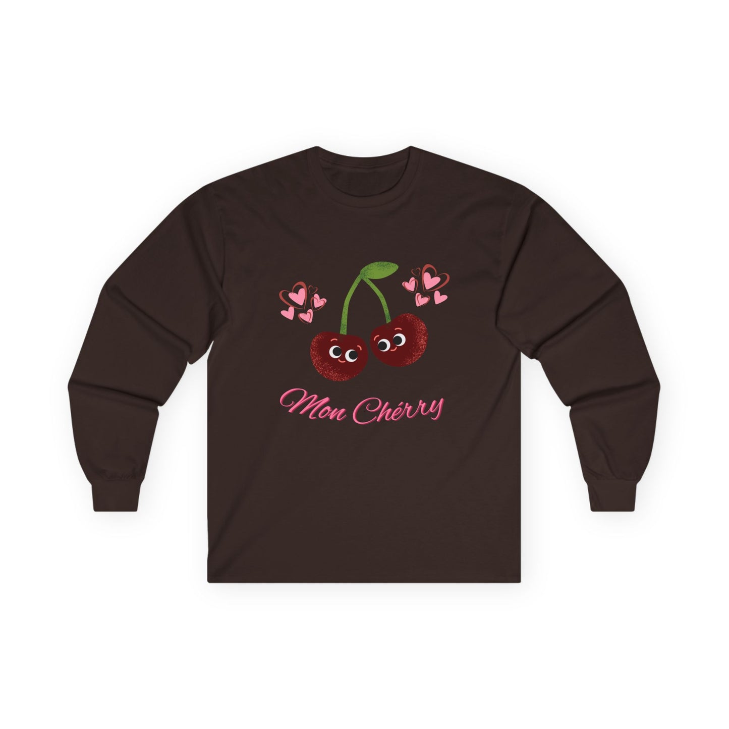 Cute Cherry Long Sleeve Tees, Playful Fruit Shirt, Valentine's Gift, Unisex Casual Wear, Fashionable Everyday Top
