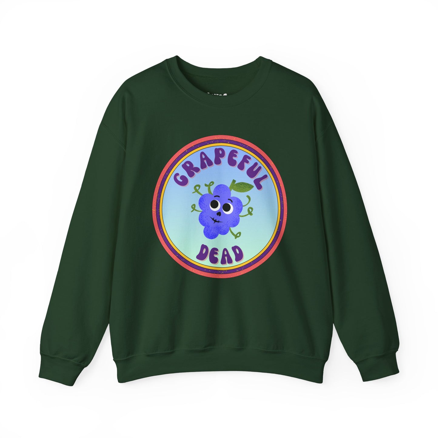 Grapeful Dead Crewneck Sweatshirt - Funny Fruit Pun Design, Cozy Whimsical Sweatshirt, Great Gift Idea