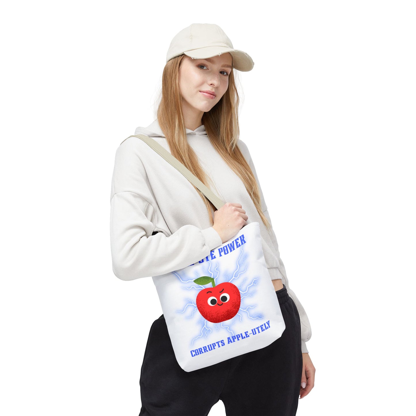 Apple-Powered Funny Tote Bag, Cute Grocery Bag, Gift for Teachers, Eco-Friendly Shopping Bag, Reusable Fun Bag