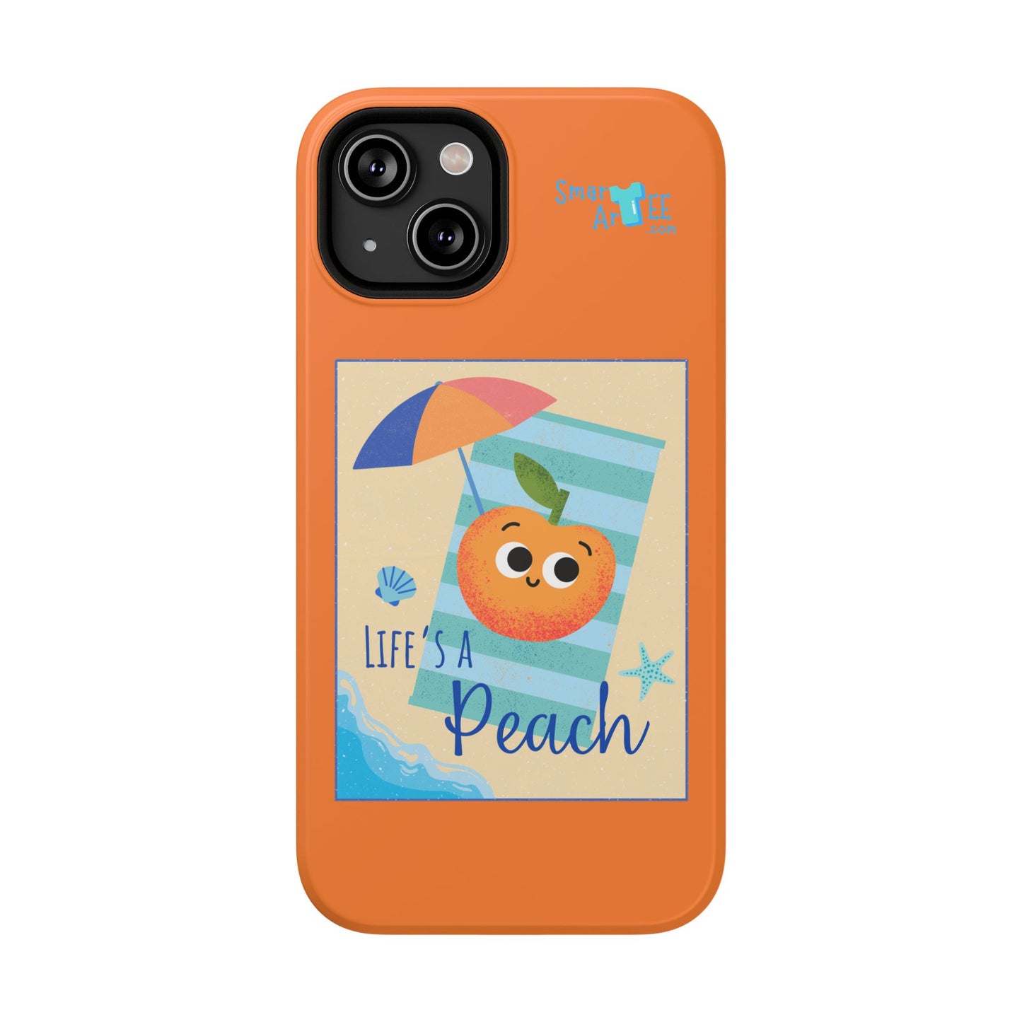 Cute Life's a Peach Phone Case, Impact-Resistant Cell Phone Cover, Summer Accessory, Gift for Fruit Lovers, Beach Vibes