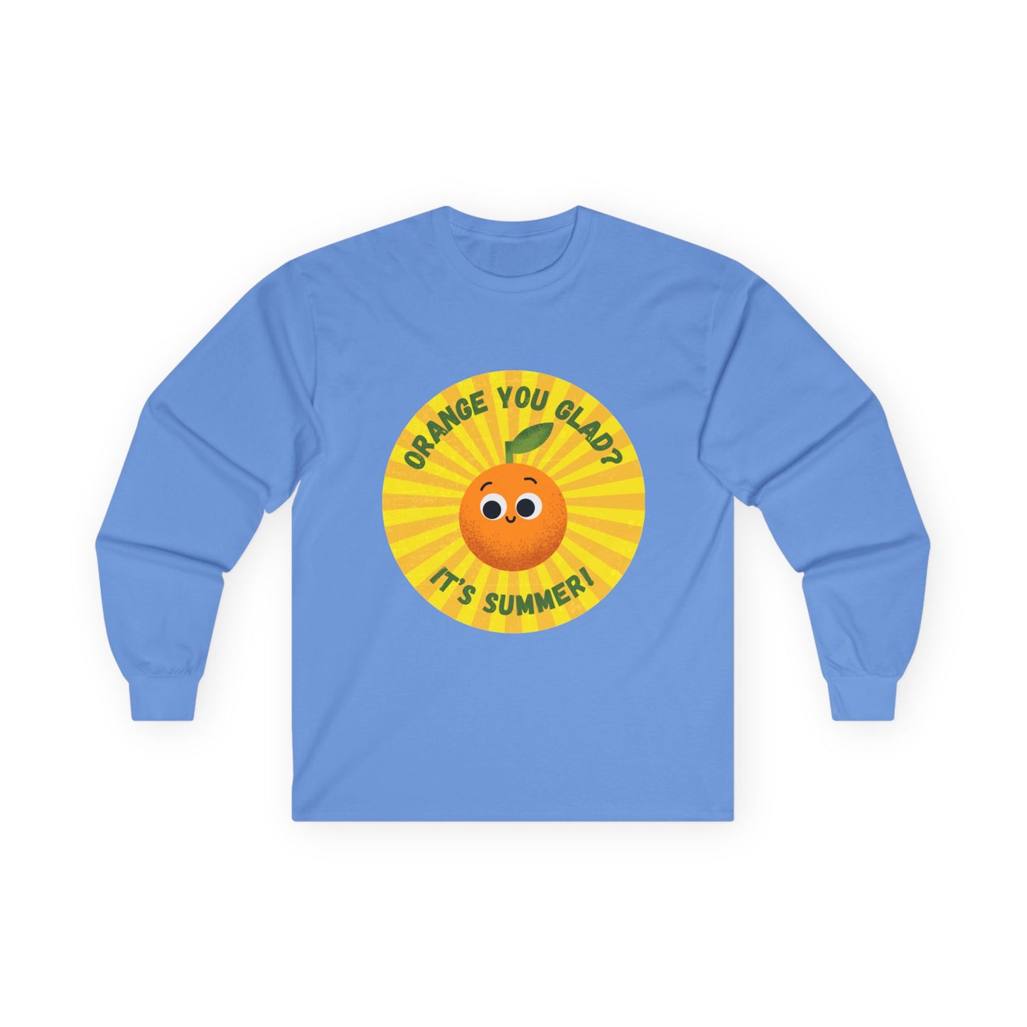 Summer Vibes Long Sleeve Tees - Fun Orange Design, Cute Gift for Sunny Days, Perfect for Casual Outings, Festivals, and Birthdays