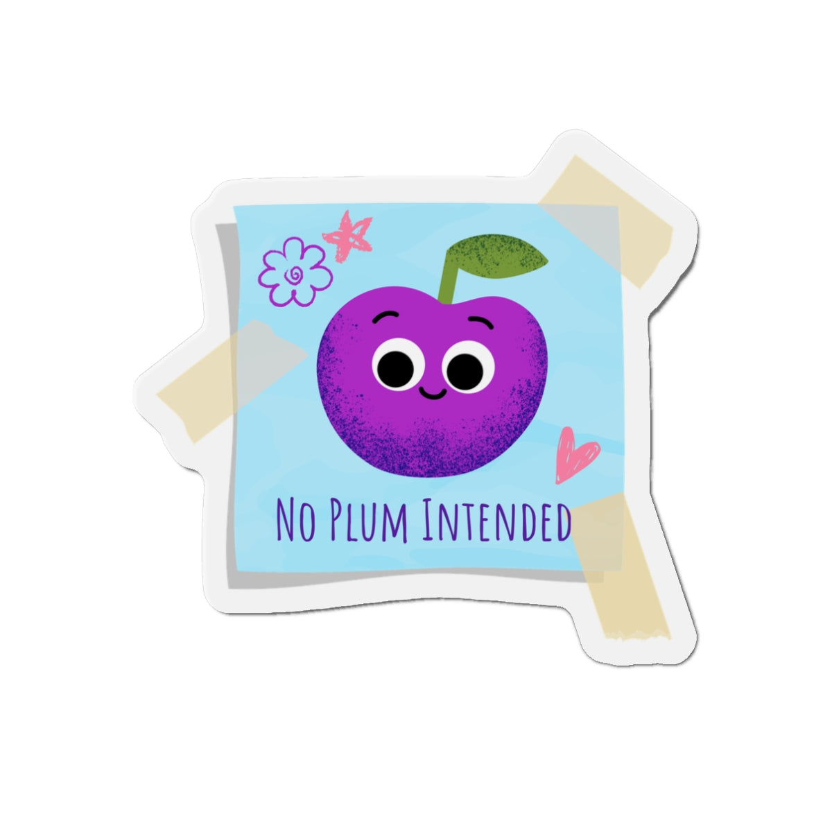 Playful Plum Die-Cut Magnet, Cute Refrigerator Magnet, Fun Kitchen Decor, No Plum Intended, Kids Room Decoration, Gift for Fruit Lovers