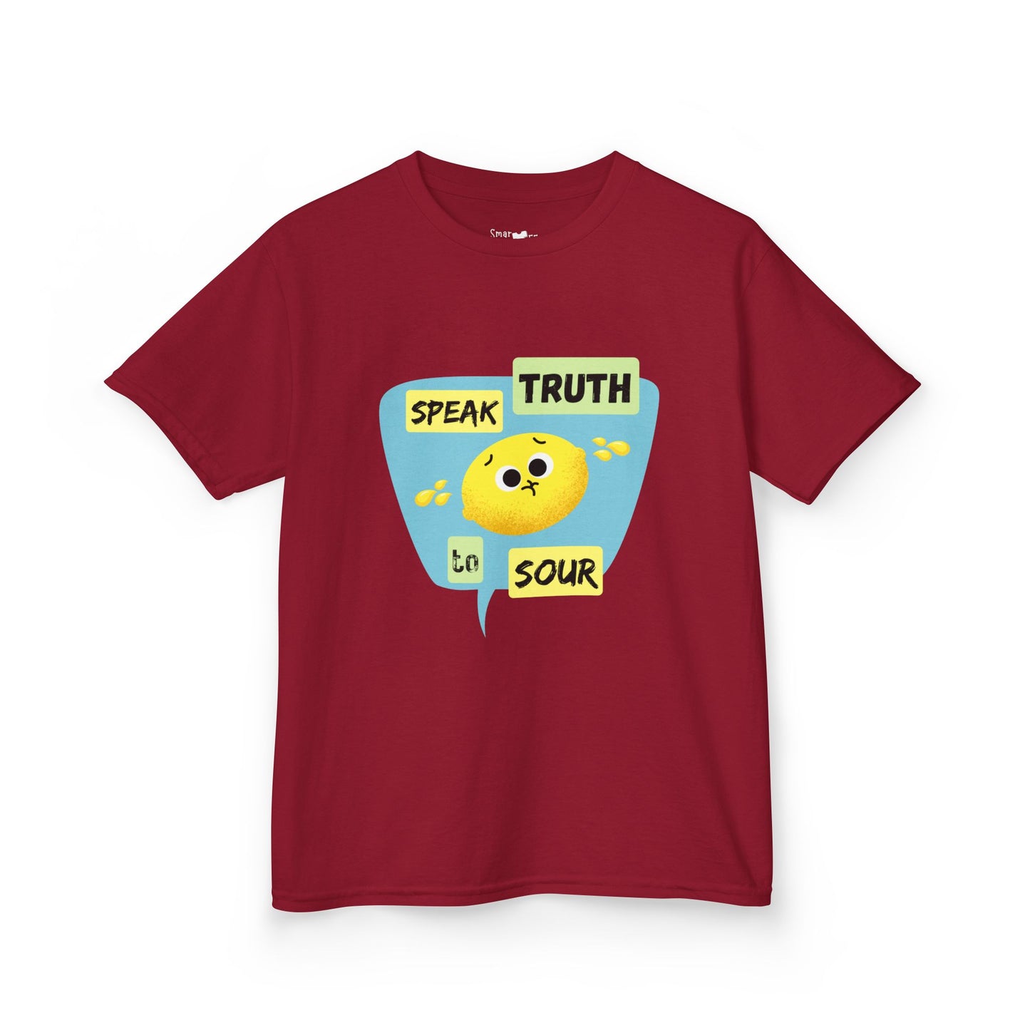 Kids Motivational Shirt, 'Speak Truth To Sour' Funny Pun Cotton Tee, Perfect for School, Gifts, Summer Wear, Positive Vibes
