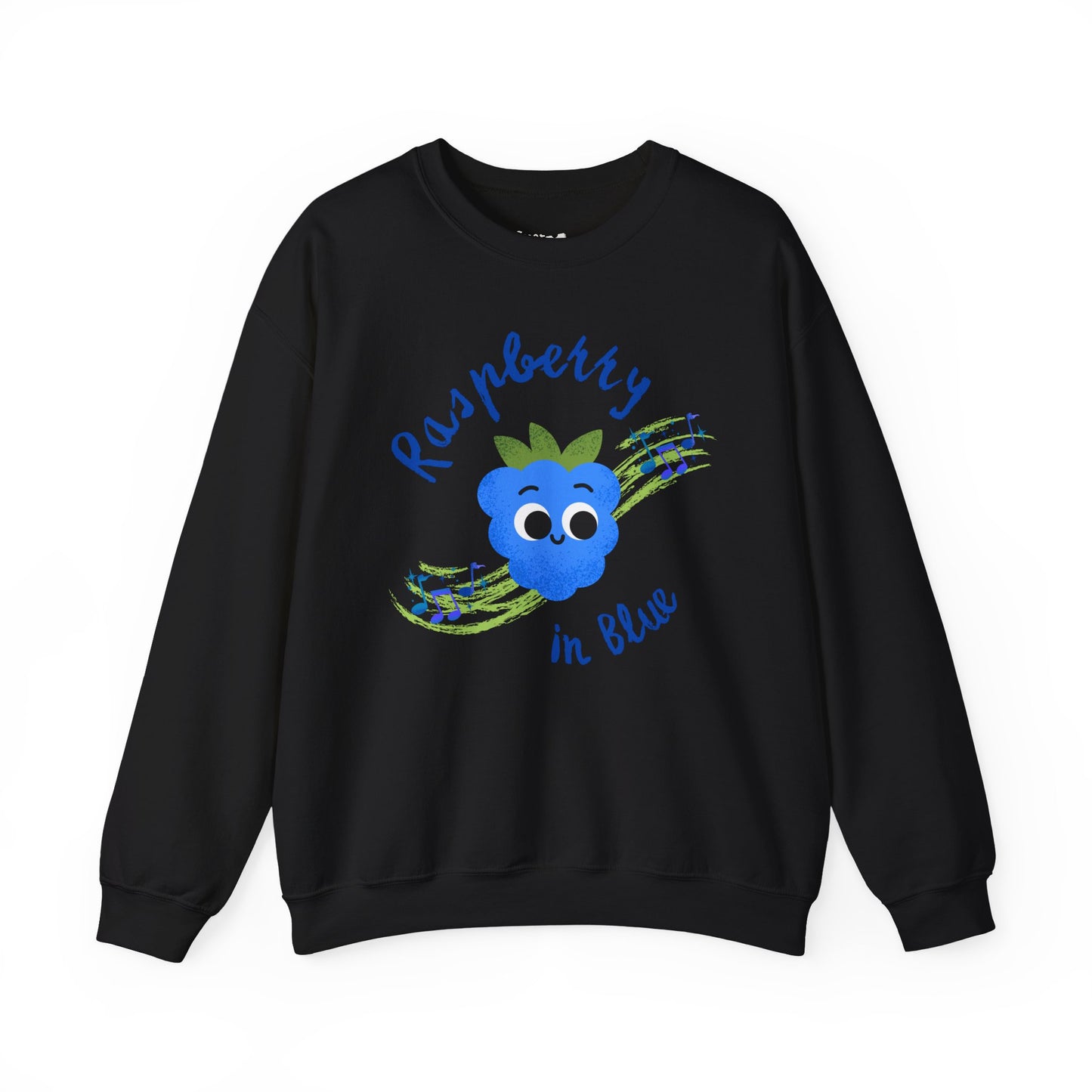 Raspberry in Blue Unisex Crewneck Sweatshirt, Funny Fruit Pun Cozy Sweatshirt, Graphic Sweatshirt, Gift for Music Lovers, Cute Casual Wear, Summer Vibes