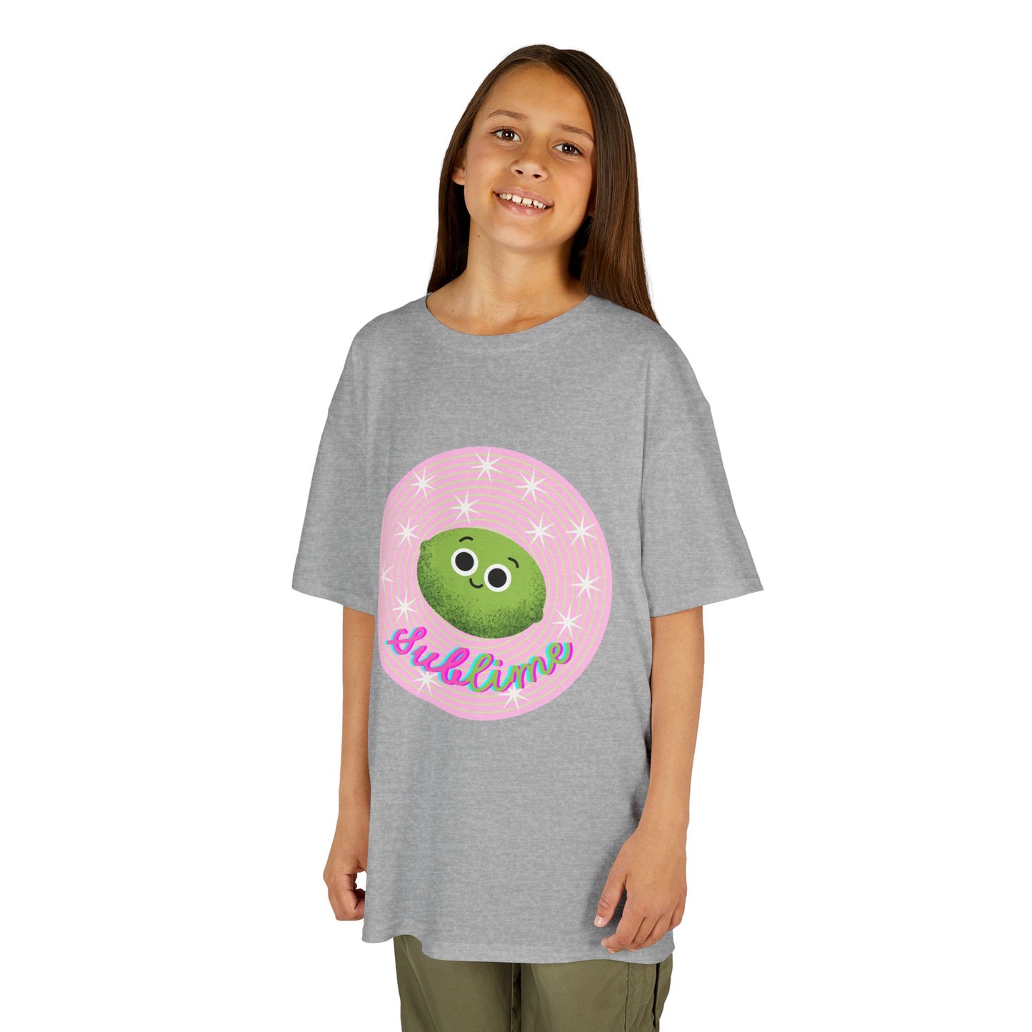 Kids Sublime Tee with Cute Lime Character, Fun Kids Shirt, Gift for Birthdays, Playdates, Summer Outfits, Cute Apparel