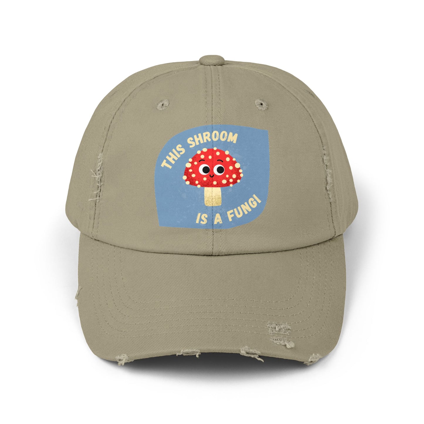 Whimsical Unisex Distressed Cap, Fun Hats for Fungi Lovers, Playful Accessories, Gift for Nature Enthusiasts, Trendy Casual Wear