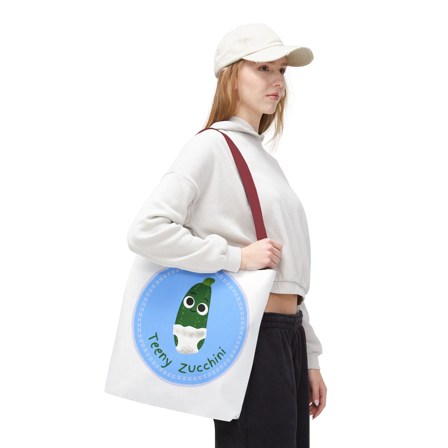 Cute Teeny Zucchini Tote Bag, Eco-Friendly Shopping Bag, Reusable Grocery Tote, Fun Gift for Veggie Lovers, Everyday Carryall