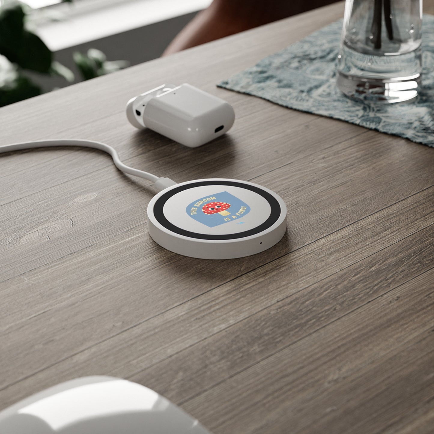 Cute Mushroom Wireless Charging Pad, Fun Tech Accessory, Gift for Gamers, Bundle With Air Pod Case, Eco-Friendly Charging Station