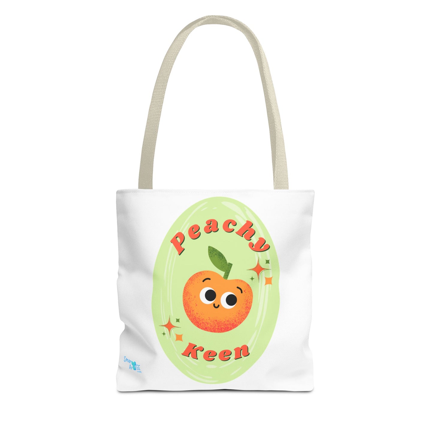 Peachy Keen Tote Bag, Cute Fruit Tote, Eco-Friendly Shopping Bag, Reusable Grocery Tote, Gift for Fruit Lovers