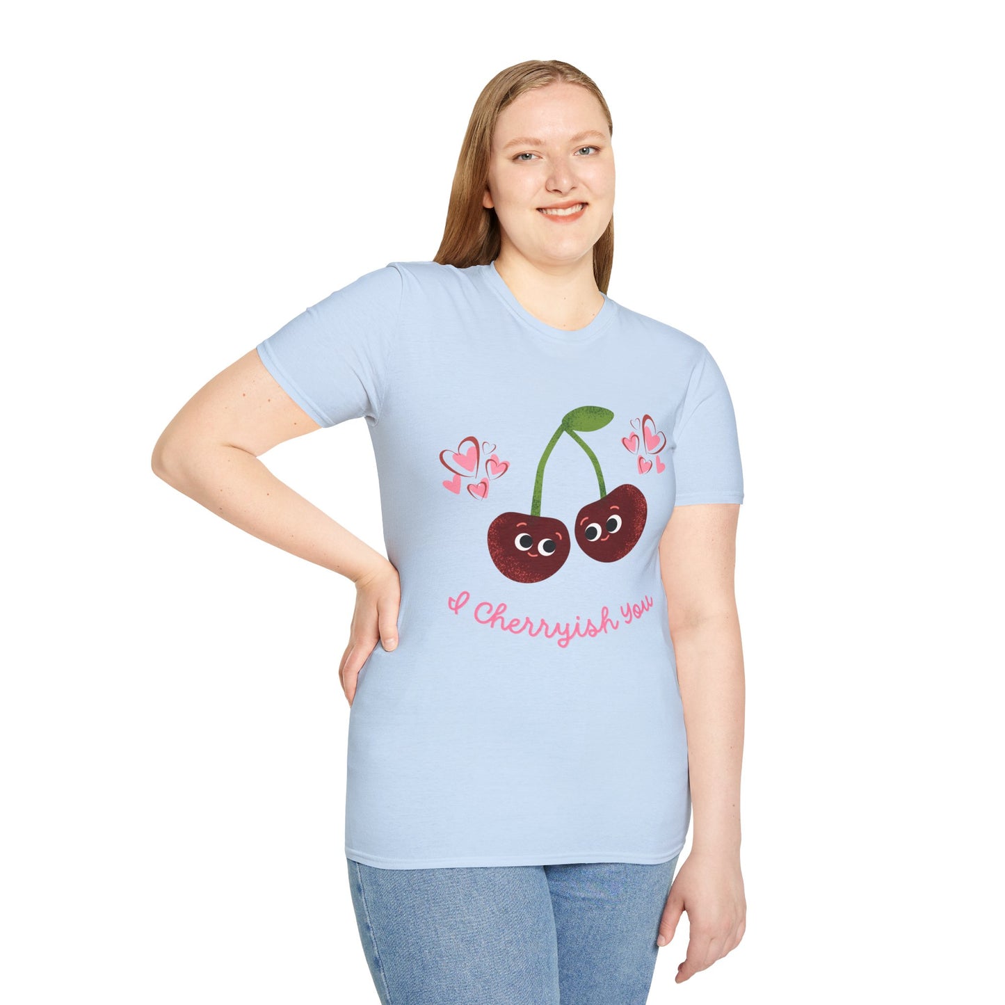 Cute Cherry Love T-Shirt, Valentine's Day Gift, Couple's Shirt, Fun Summer Casual Wear, Cute Graphic T-Shirt