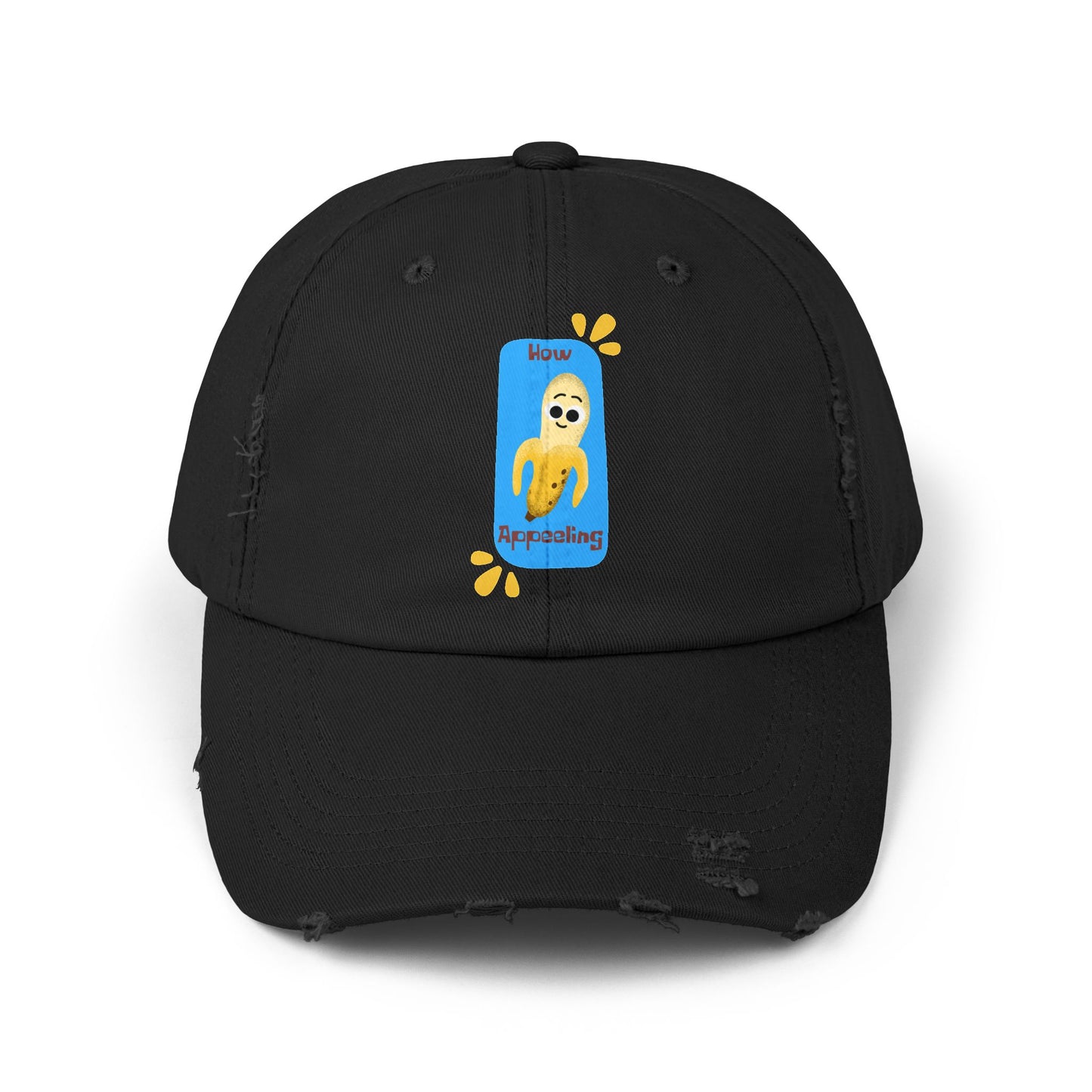 Unisex Distressed Cap with Fun Banana Pun Graphic, Casual Hat Gift for Friends, Summer Accessory, Birthday Present, Trendy Hats