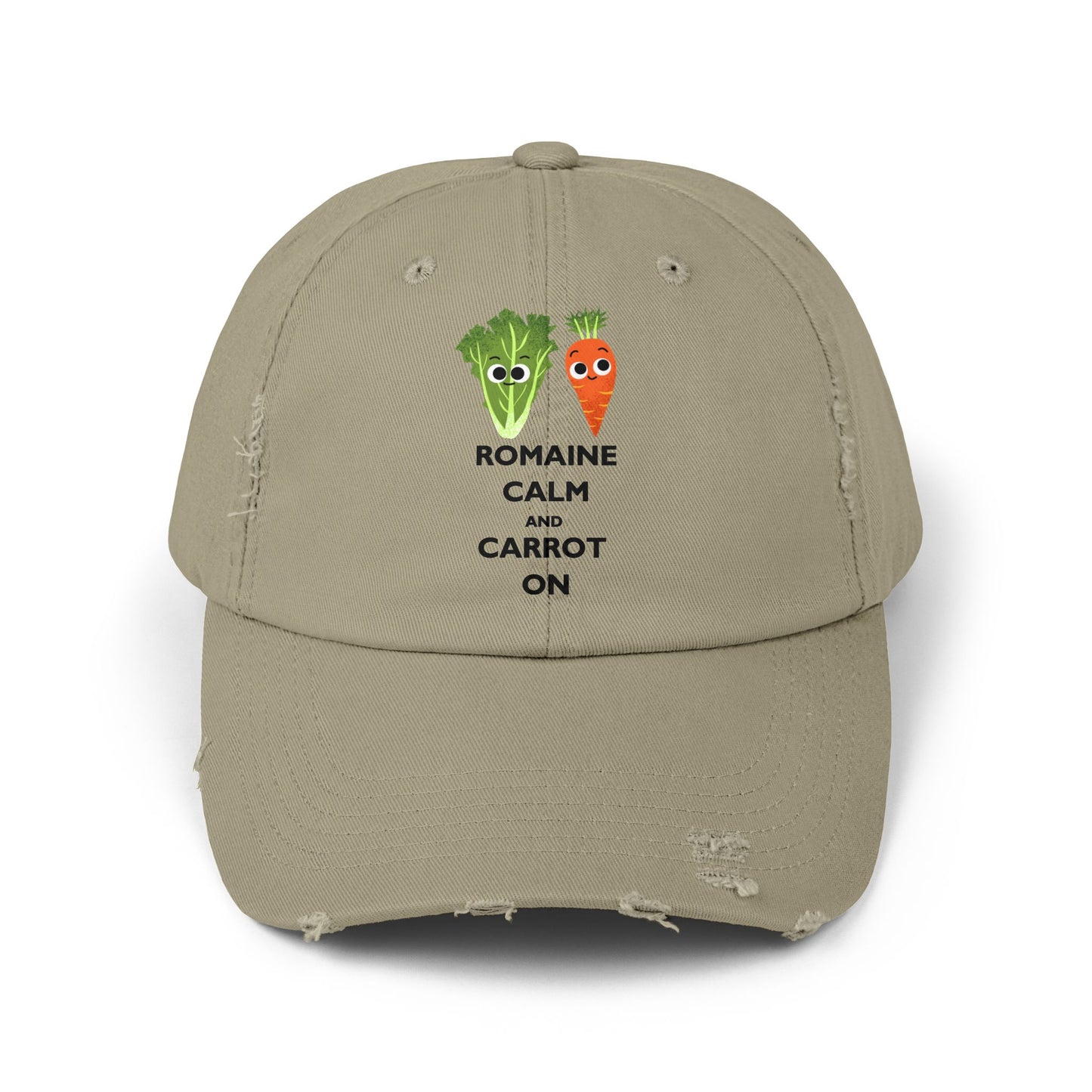 Romaine Calm Distressed Cap, Fun Gardening Hat, Cute Vegetable Cap, Gift for Veggie Lovers, Trendy Farmhouse Accessories