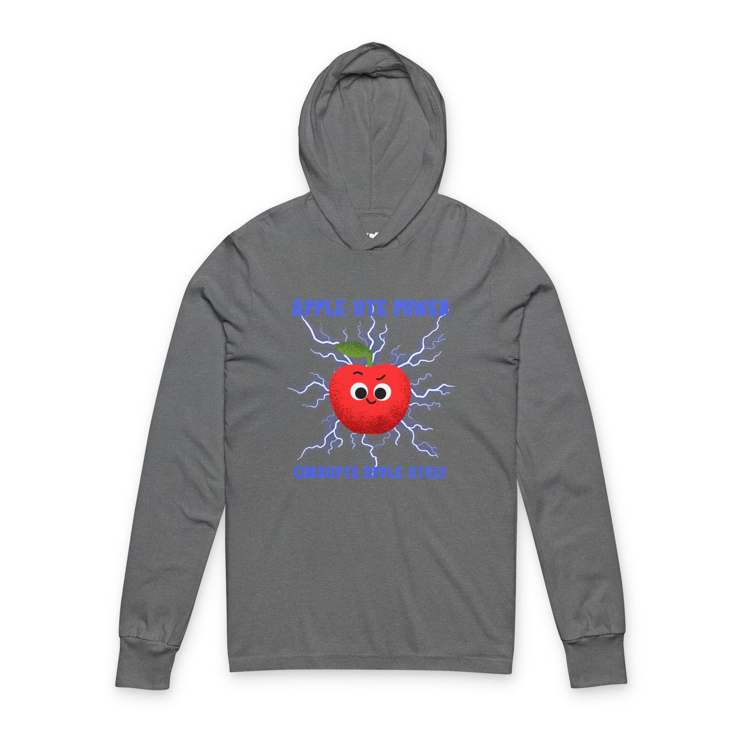 Apple Power Unisex Hooded Long Sleeve Shirt | Cute Fruit Pun, Funny Hooded Pullover, Unique Design
