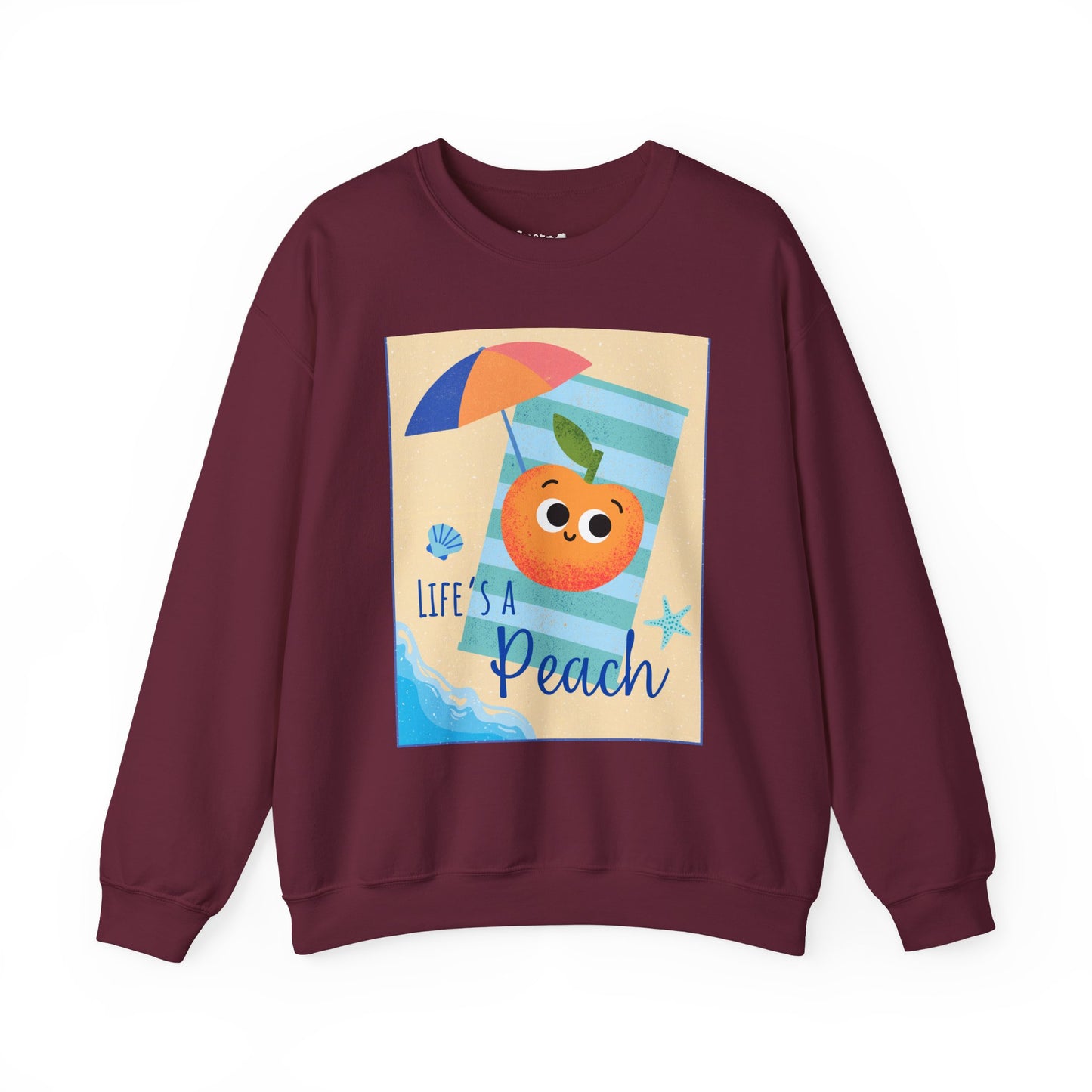 Life's a Peach Crewneck Sweatshirt | Cute Sweatshirt for Summer, Beach Day, Gift Idea, Funny Fruit Pun, Unisex Apparel, Trendy Fashion