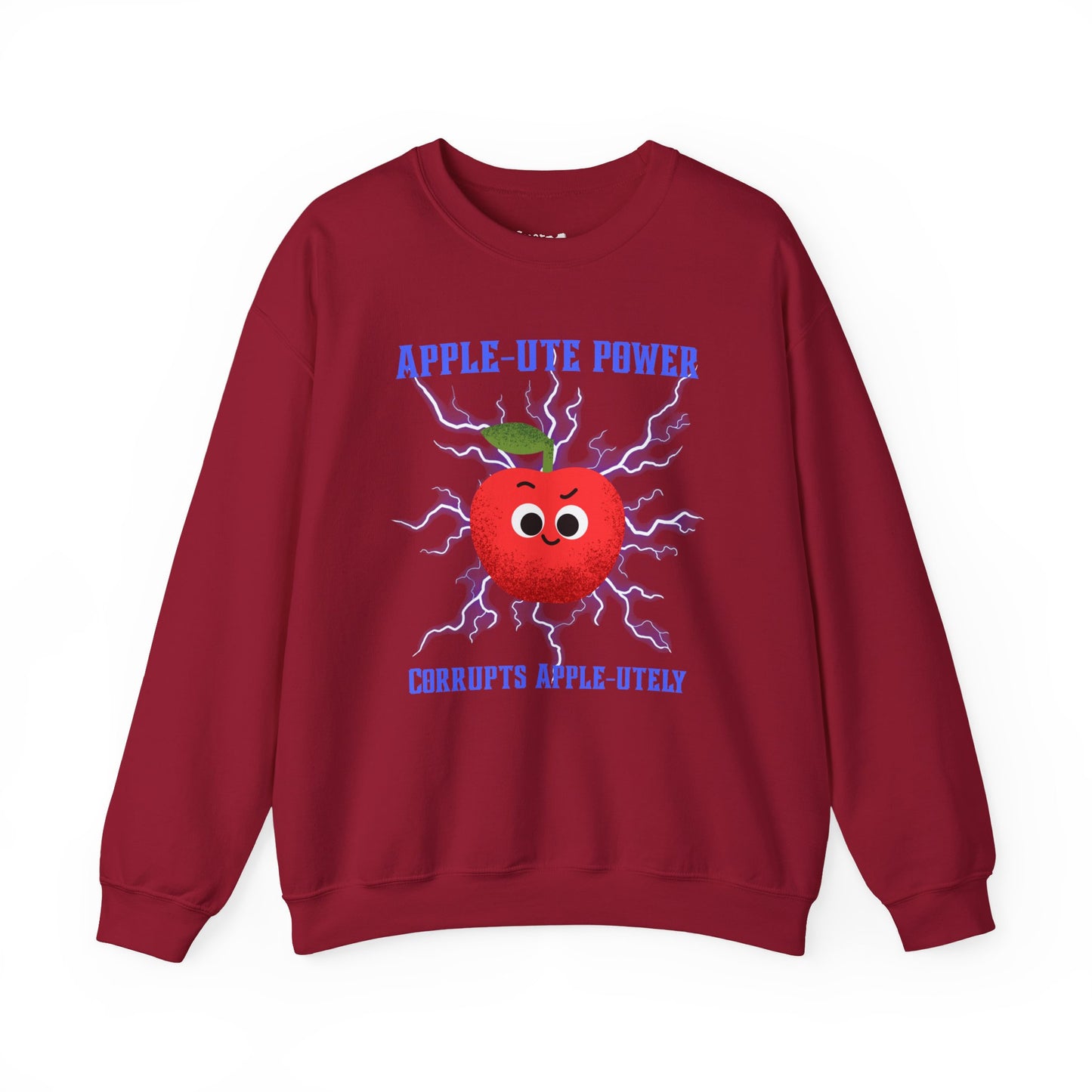Funny Pun Apple-Ute Power Unisex Sweatshirt, Whimsical Art Design Apparel, Fall Comfort Clothing, Unisex Styling, Great Gift Idea
