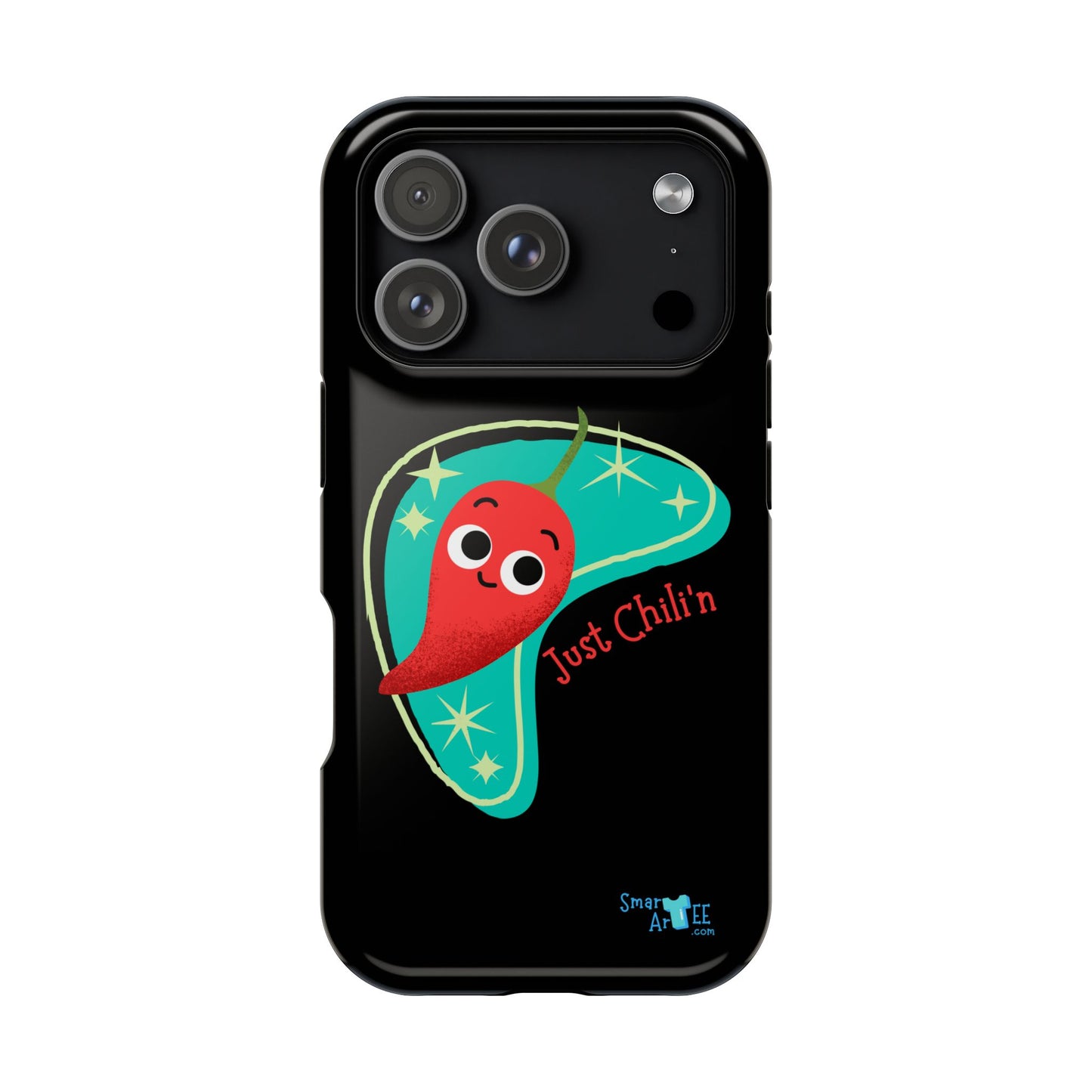 Chili Themed Phone Case, Just Chilin' Design, Fun Accessory, Unique Gift, Vibrant Protection, Perfect for Foodies, Holiday Cheer