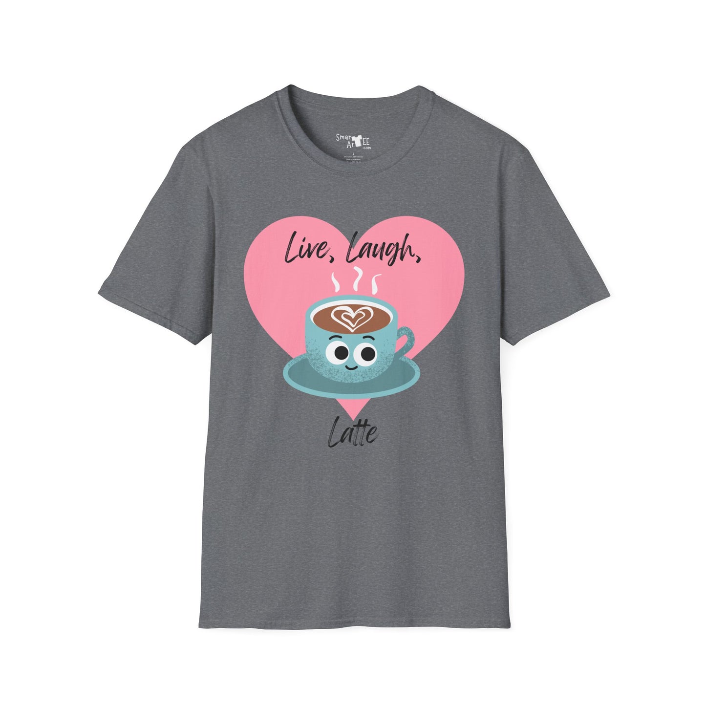 Cute Coffee Lover T-Shirt, Funny Gift for Barista, Softstyle Tee for Friends, Gift for Coffee Lovers, Live Laugh Latte Shirt