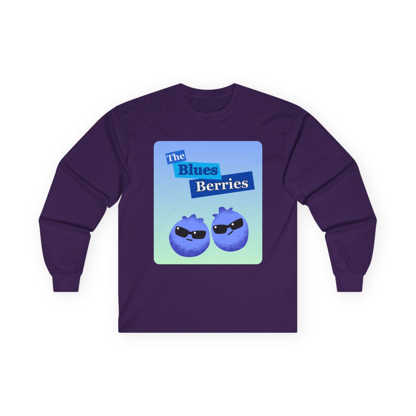 Cool Blueberry Graphic Long Sleeve Tees, Blues Brothers Pun Tee, Casual Wear, Gift for Fruit Lovers, Summer Style