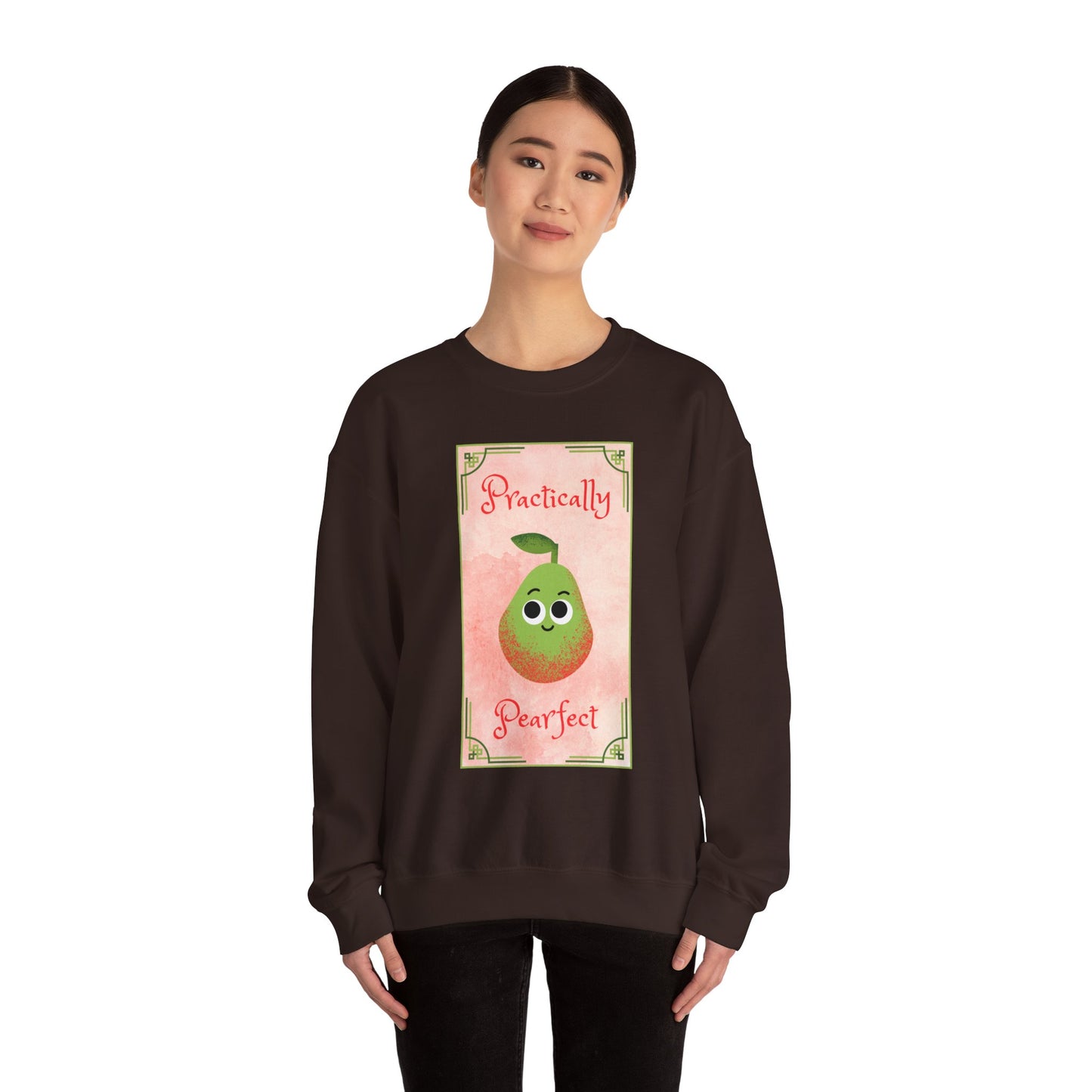 Practically Pearfect Crewneck Sweatshirt, Cute Sweatshirt, Unisex Clothing, Fruit Themed Apparel, Cozy Fashion, Casual Wear